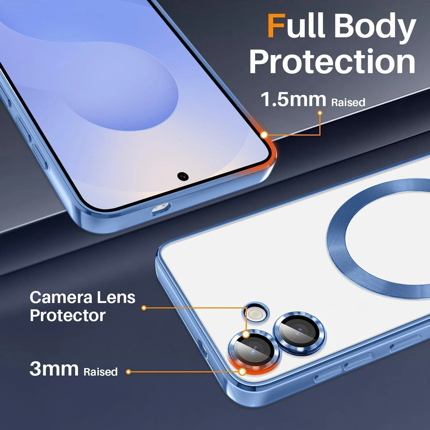 DL3 Mobilak Clear MagSafe-Compatible TPU Case and Camera Lens Protector for Samsung Galaxy A06 - Sierra Blue