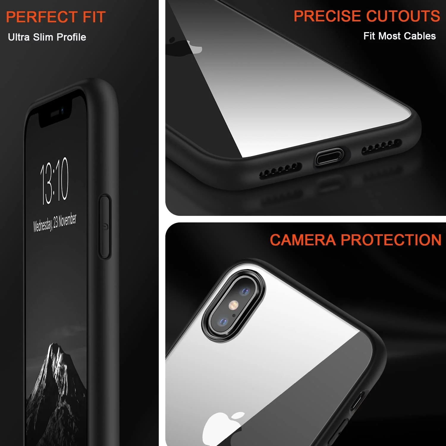DL3 Mobilak Clear PC and TPU Protective Case for iPhone XS Max with Shockproof Design and Anti-Yellowing Design - Black