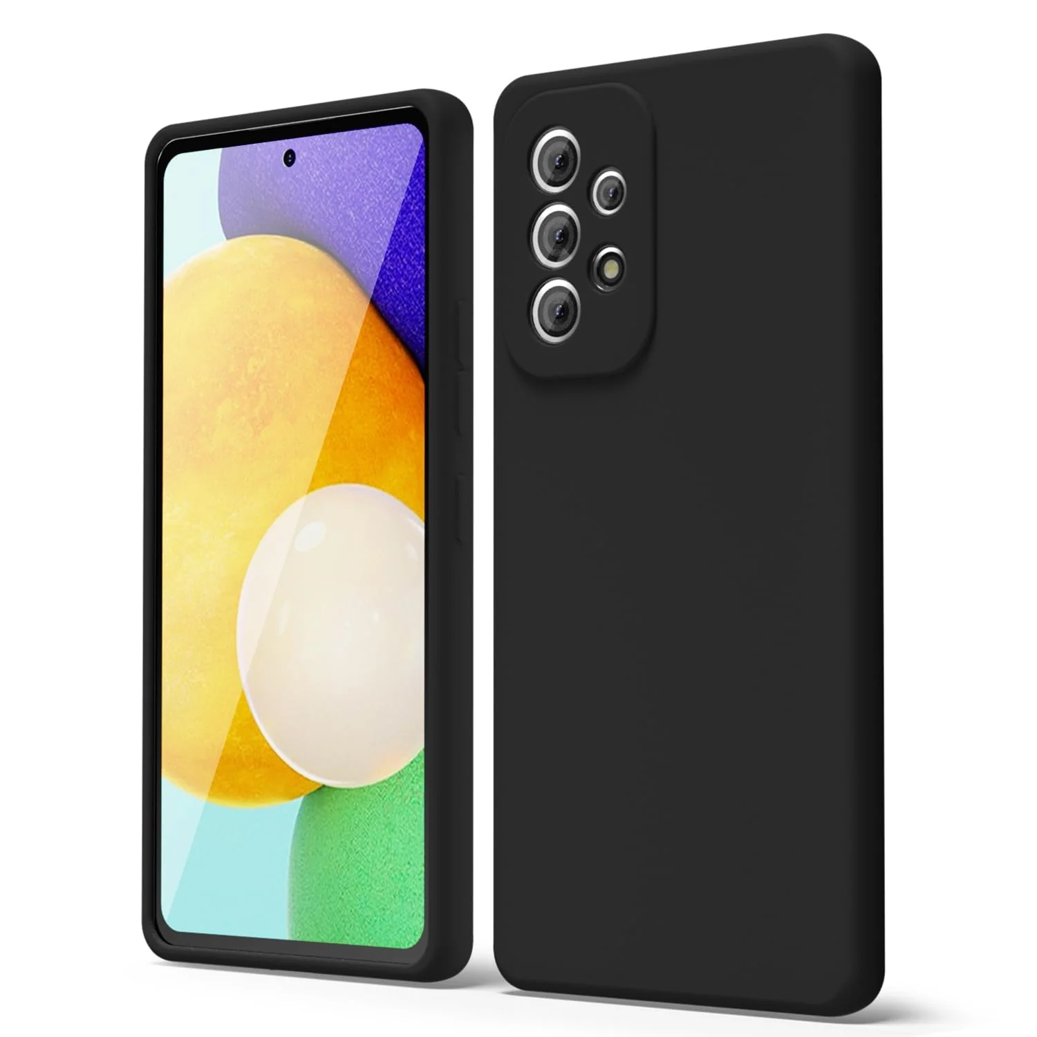 DL3 Mobilak Soft Silicone Protective Case for Samsung Galaxy A72 with Microfiber Lining and Shockproof Design - Black