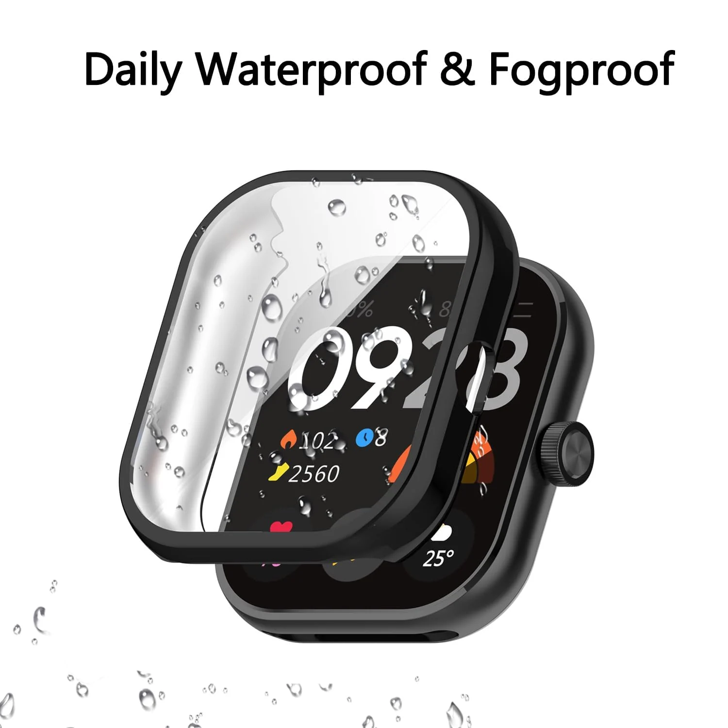 DL3 Mobilak Case Compatible with Xiaomi Redmi Watch 4 Case All-Around with Built-in Screen Protector Watch Soft TPU Shockproof Cover Slim Guard Thin Bumper Shell Protector - Black