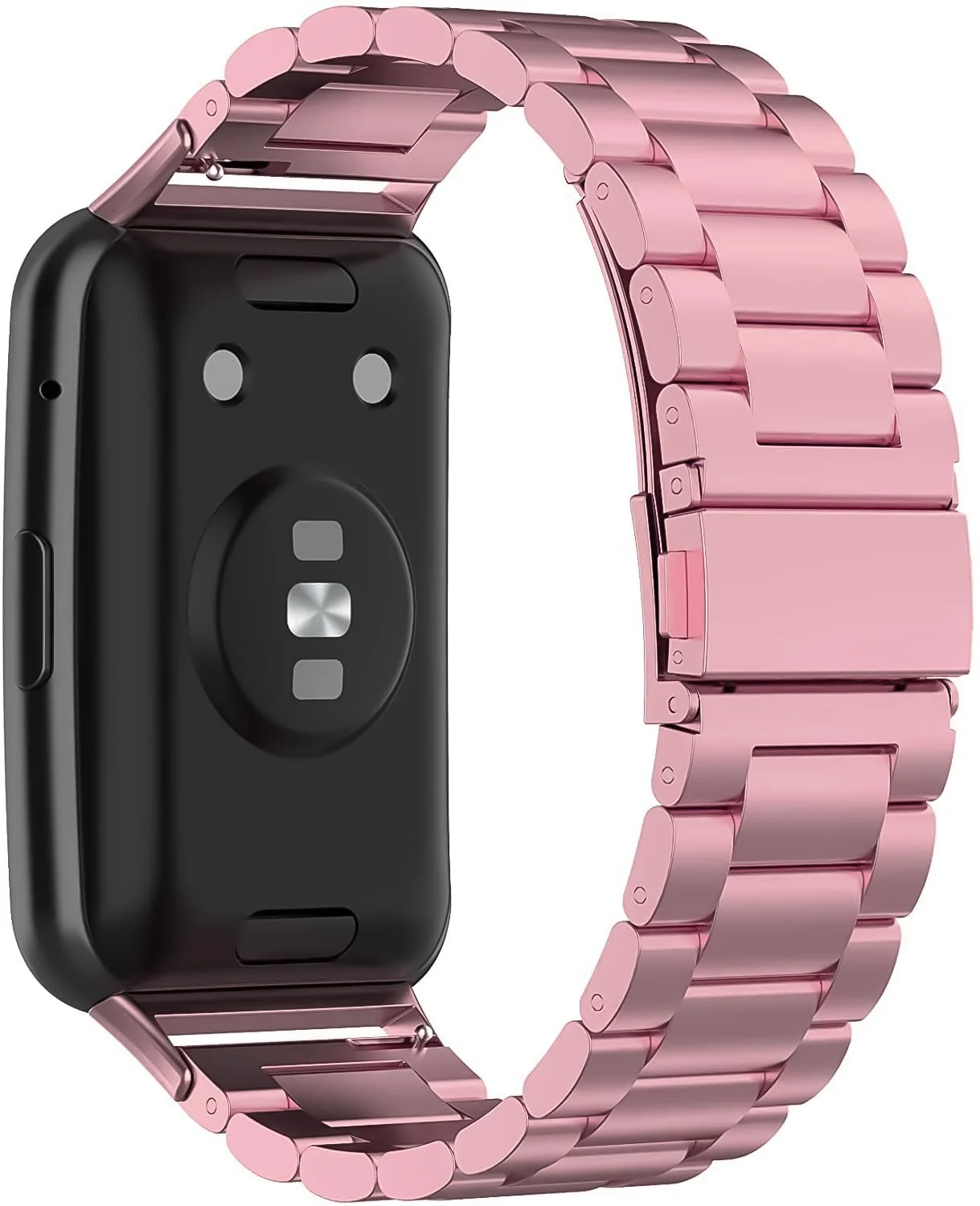 DL3 Mobilak Straps Compatible with Huawei Watch Fit, Replacement Metal Stainless Steel Wristband Business Band for Men and Women - Pink