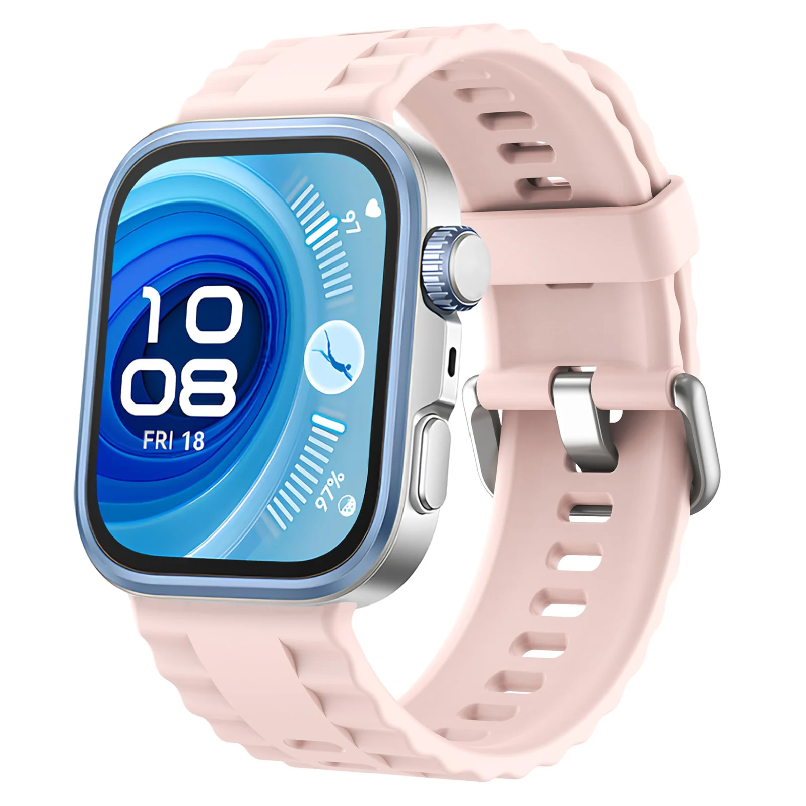 DL3 Mobilak Wavy Texture Sports Wristbands for Huawei Watch Fit 4/Fit 4 Pro/Fit 3 Strap, Breathable Silicone Wristband Strap Watch Strap Bracelet for Huawei Watch Fit 4 Pro/Fit4/3 - Light Pink