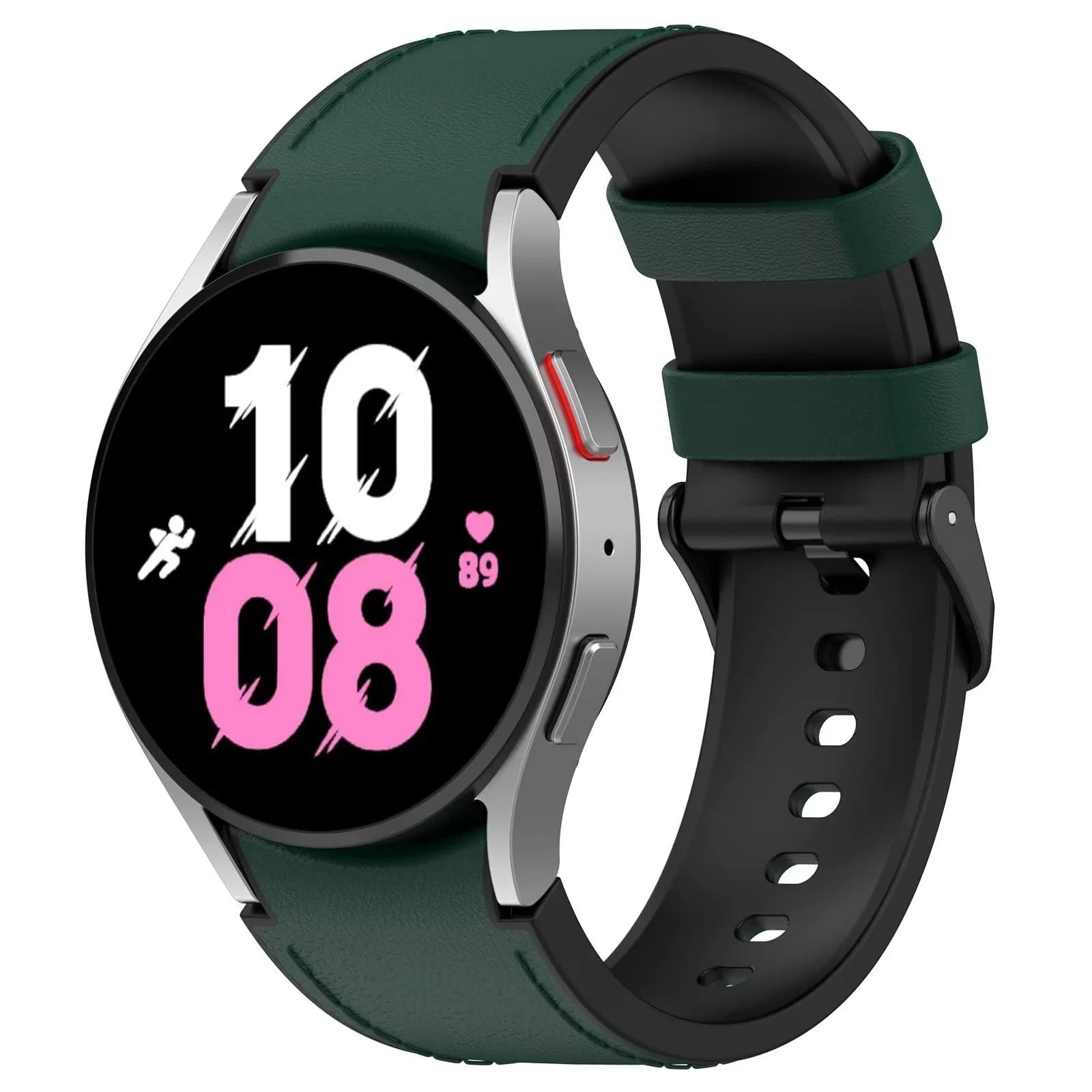 DL3 Mobilak No Gap Leather silicone Bands Compatible with Samsung Galaxy Watch 6 5 4 40mm 44mm, Galaxy Watch 5 Pro Band 45mm/Watch 6 4 Classic Band 42mm 46mm 43mm 47mm Soft Strap - Green