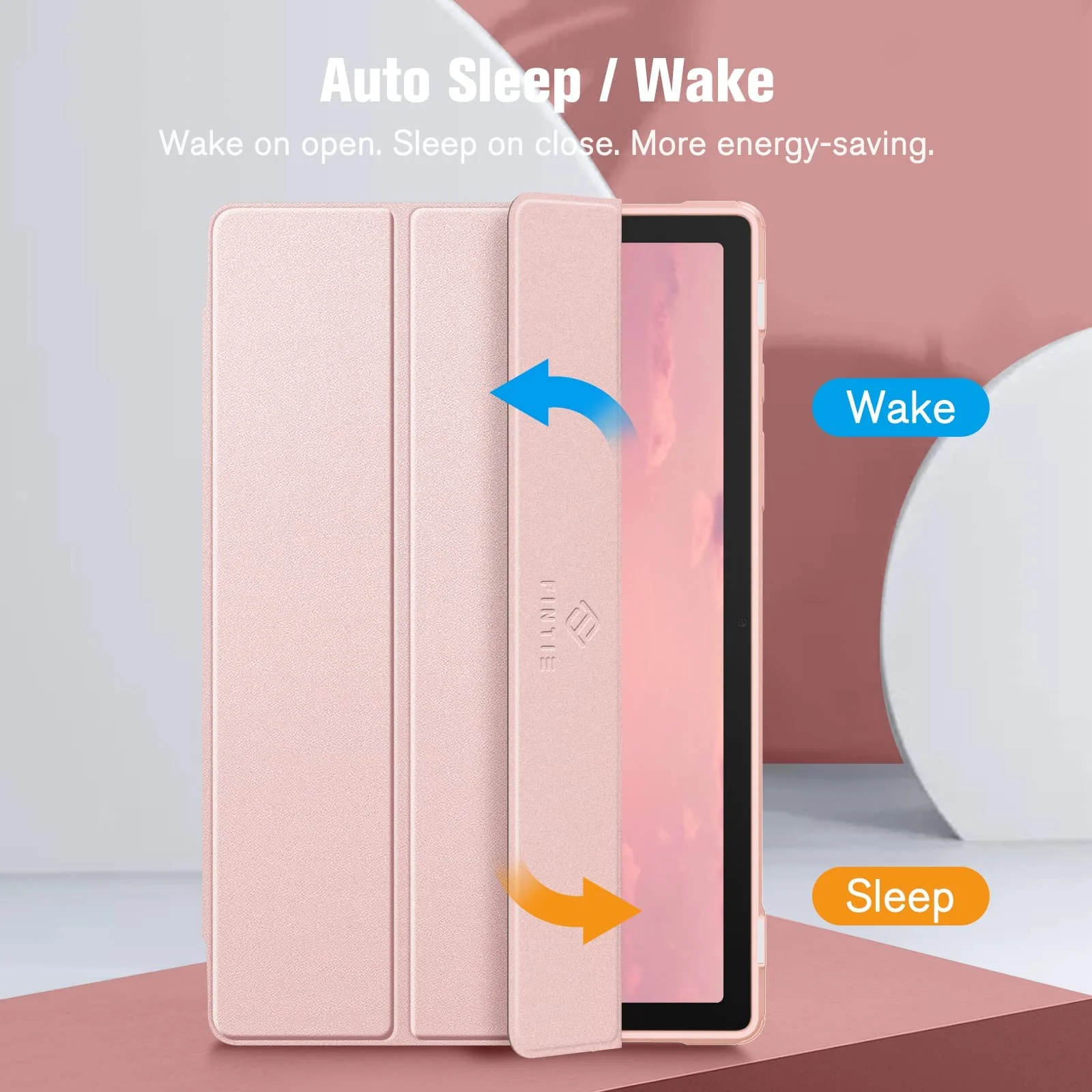 DL3 Mobilak Hybrid Slim Case for Samsung Galaxy Tab A8 10.5 inch 2021 Model (SM-X200/X205), Shockproof Cover with Clear Transparent Back Shell, Auto Wake/Sleep - Rose Gold