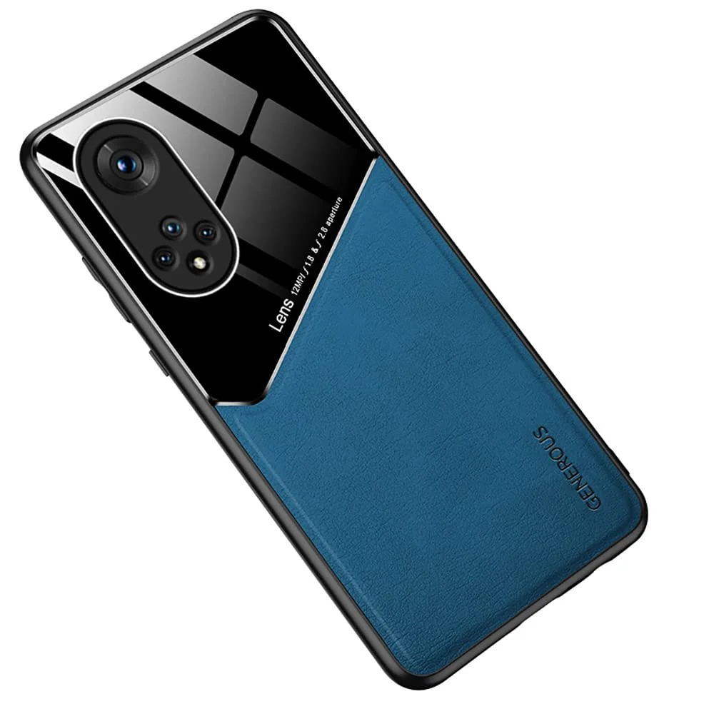 DL3 Mobilak Leather and PC Protective Case for OPPO Reno 8T 5G / OPPO A1 Pro, Built-in magnetic car-mount support, Shock-absorbing protection, Raised edges around the screen and camera - Blue