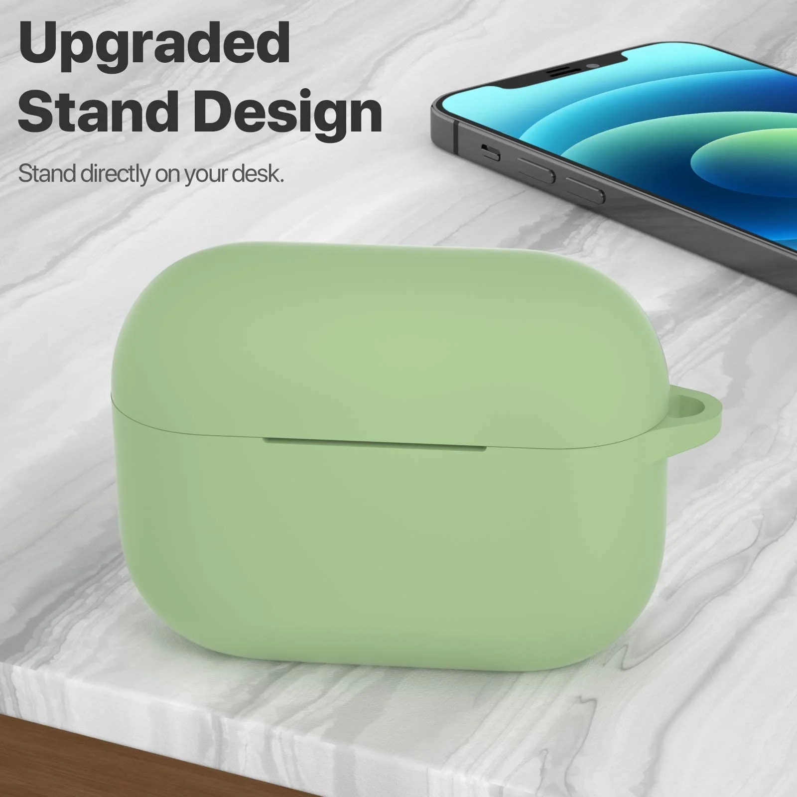 DL3 Mobilak Compatible with AirPods Pro 2nd Generation Case Cover, Protective Silicone Skin with Keychain for Women Men for Apple AirPods Pro Gen 2 (2022), Front LED Visible - Mint Green