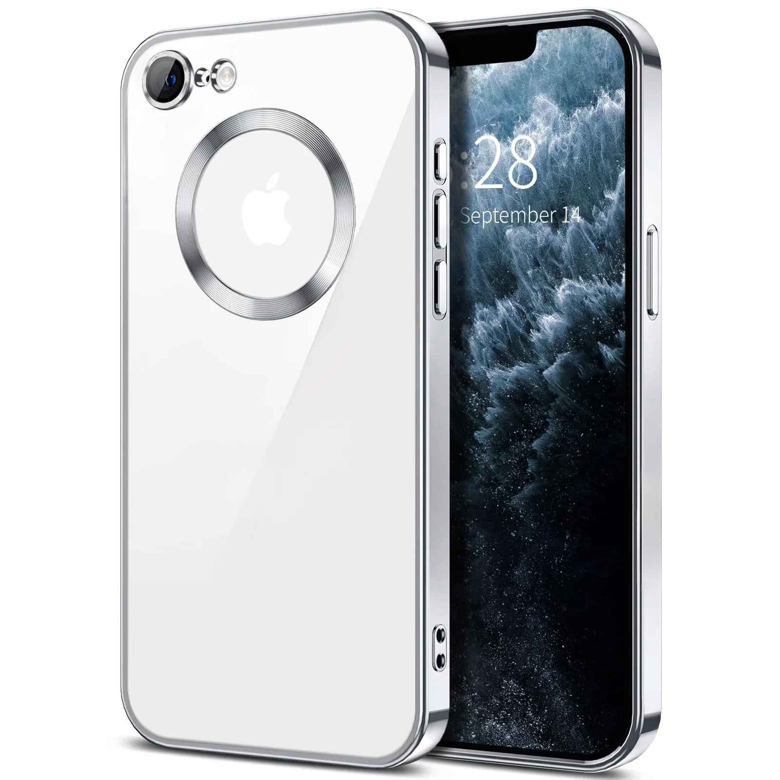 DL3 Mobilak Plated-Edge TPU Protective Case with Camera Protection for iPhone 7 / 8, iPhone SE 2022, SE 2020 - Silver