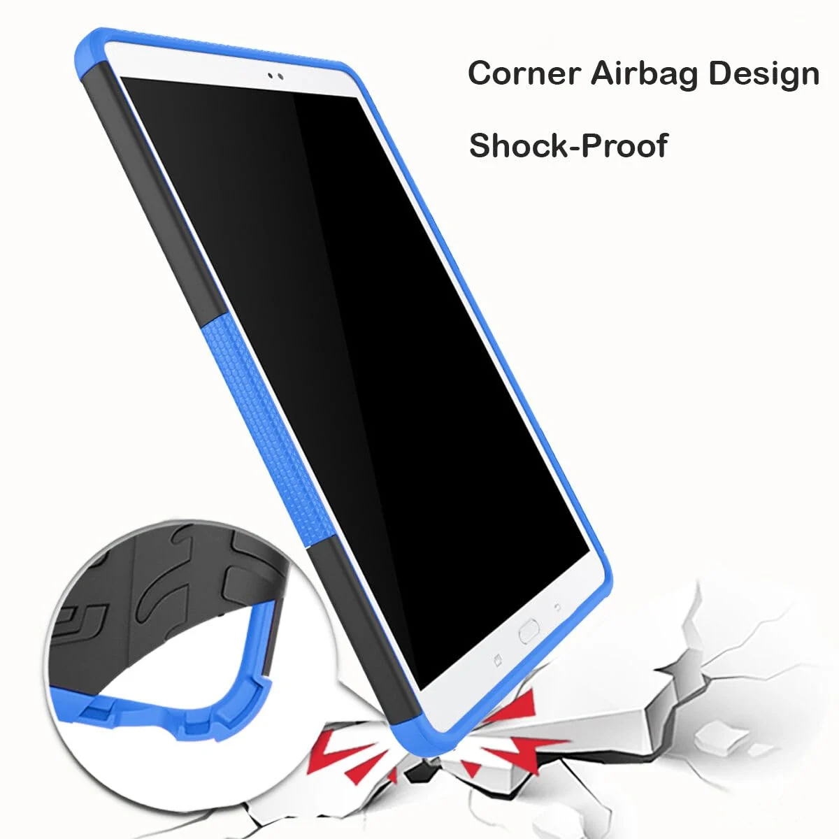 DL3 Mobilak Case For Samsung Galaxy Tab A 10.1 inch 2016 Release, SM-T580 T585 T587 Case, Hybrid Rugged Armor Heavy Duty 2 in 1 TPU + PC Combo Dual Layer Shockproof Case with Kickstand - Blue