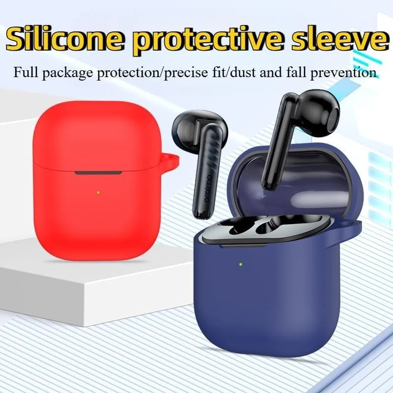 DL3 Mobilak Silicone Case Compatible with Oraimo Freepods Neo OTW-330S Earbuds, Soft Silicone Protective Case Cover, Shockproof Sleeve with Carabiner For Oraimo Freepods Neo OTW-330S - Red