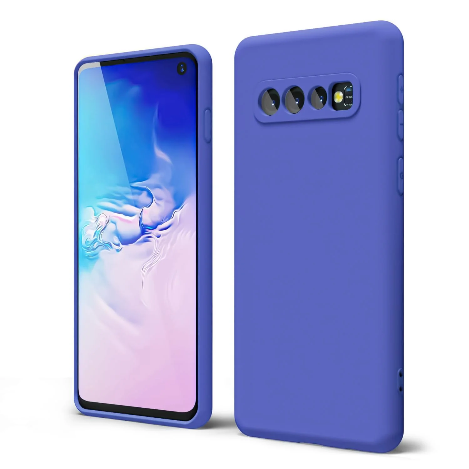 DL3 Mobilak Liquid Silicone Protective Case with Soft Microfiber Lining with Full Camera Protection for Samsung Galaxy S10+ Plus - Light Blue