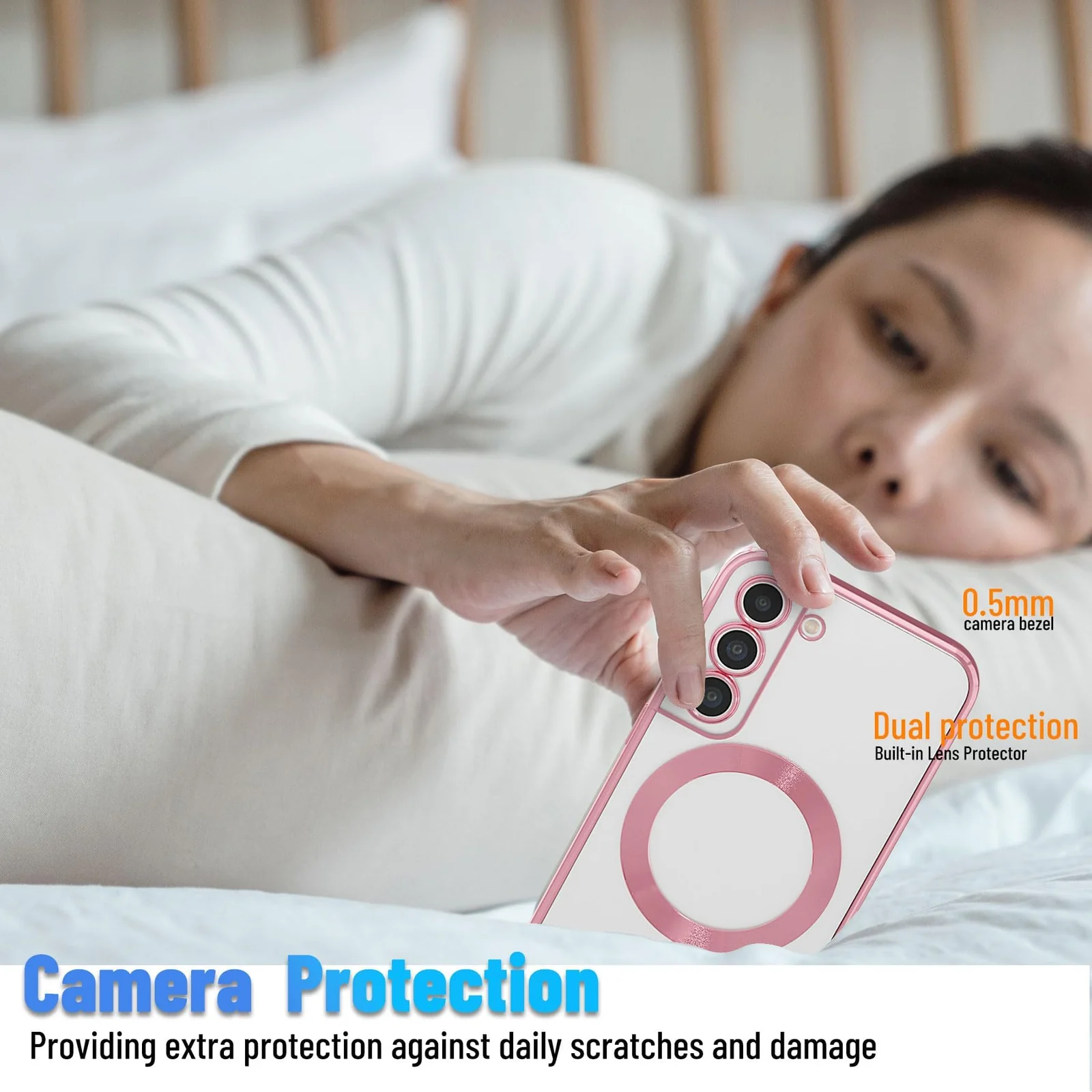DL3 Mobilak Clear TPU Case for Samsung Galaxy Note 10 Plus Note10 + 5G, Compatible with MagSafe accessories, Supports wireless charging, Camera protection - Rose Gold