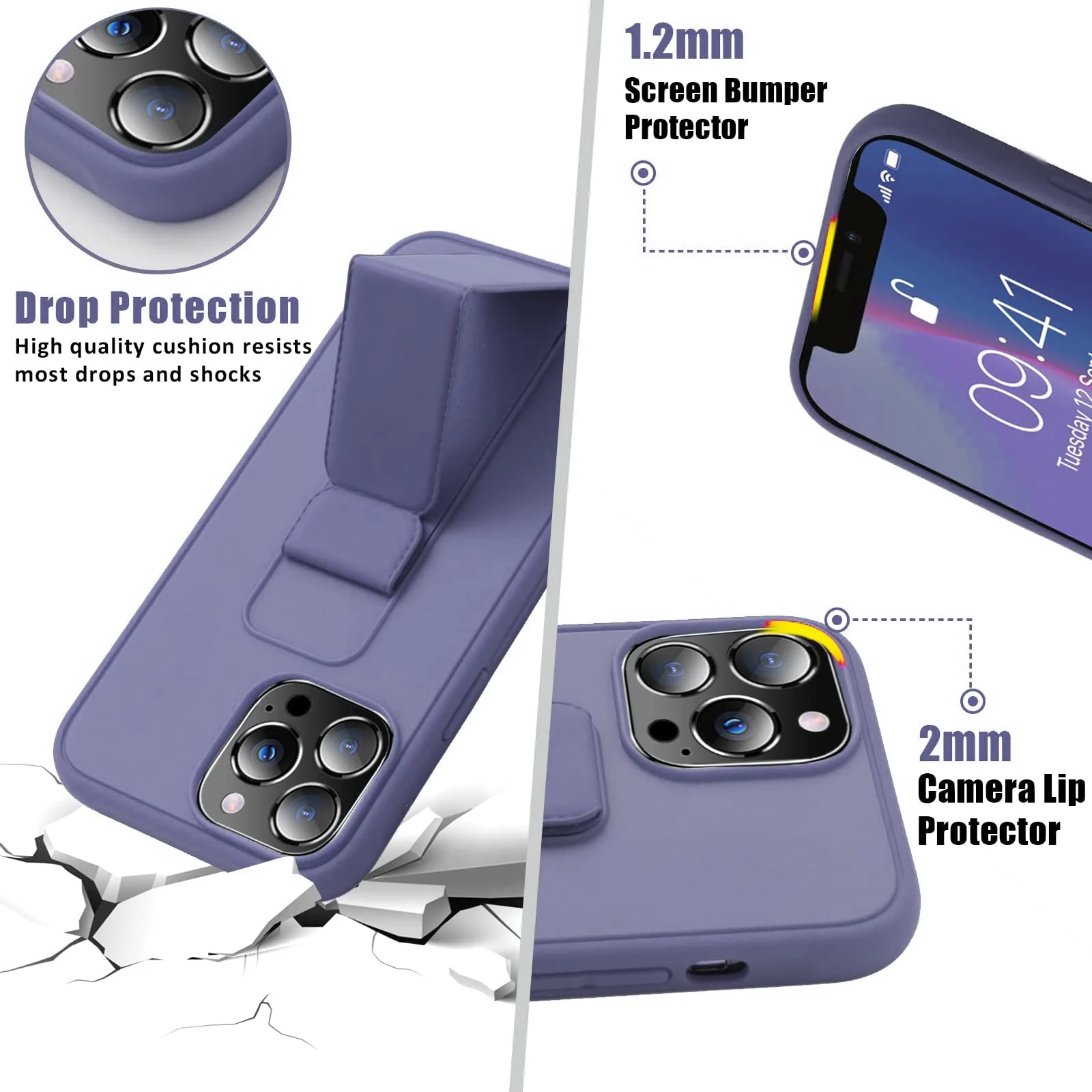 DL3 Mobilak Silicone Protective Case with Magnetic Vertical and Horizontal Kickstand for iPhone 11 Pro Max (6.5 Inch) - Lavender Purple