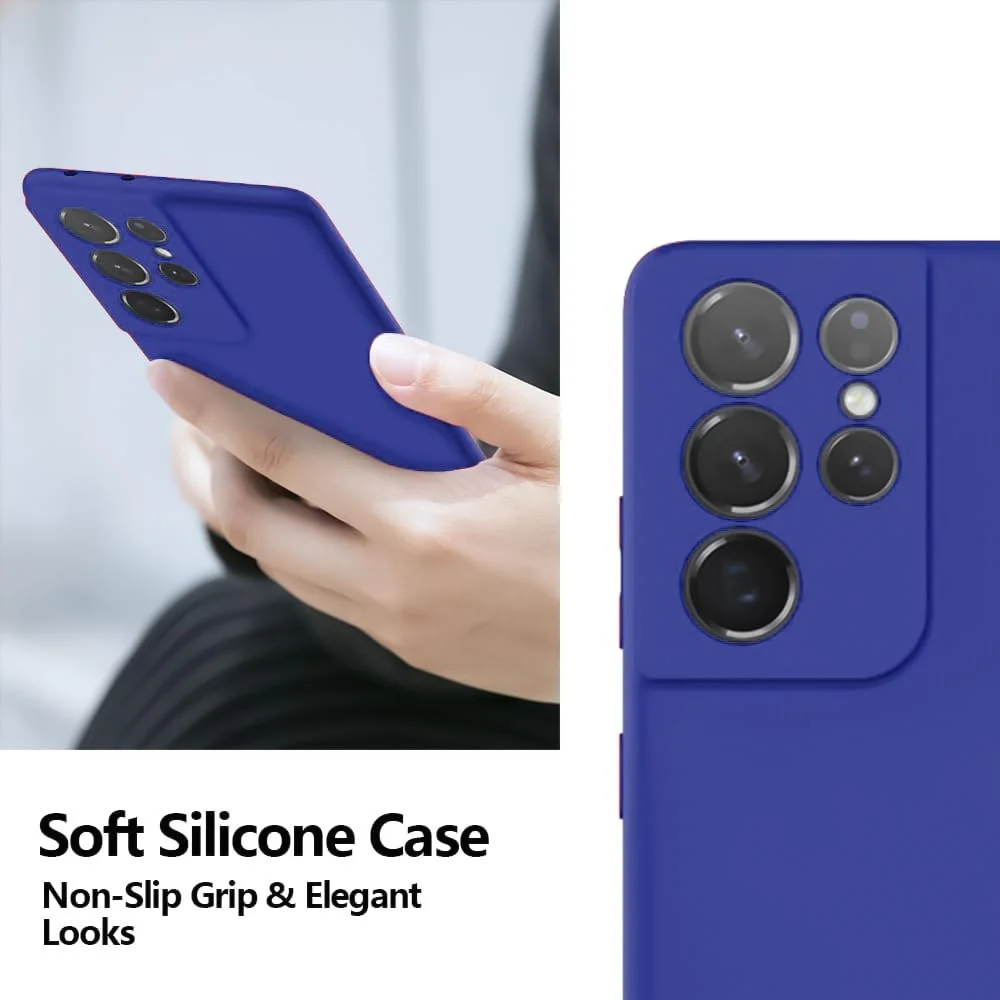 DL3 Mobilak Samsung Galaxy S21 Ultra 5G Case, Soft Flexible Silicone Gel Rubber Bumper Cover, Slim Fit Full Body Shockproof Protective Phone Case - Pepsi