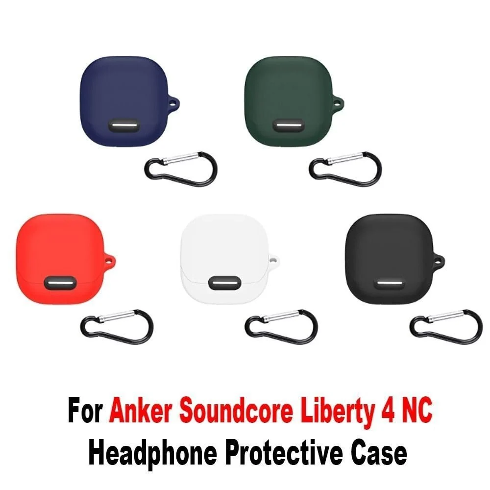 DL3 Mobilak Silicone Case Compatible with Soundcore Liberty 4 NC Earbuds, Soft Silicone Protective Case Cover, Shockproof Sleeve with Carabiner - Green