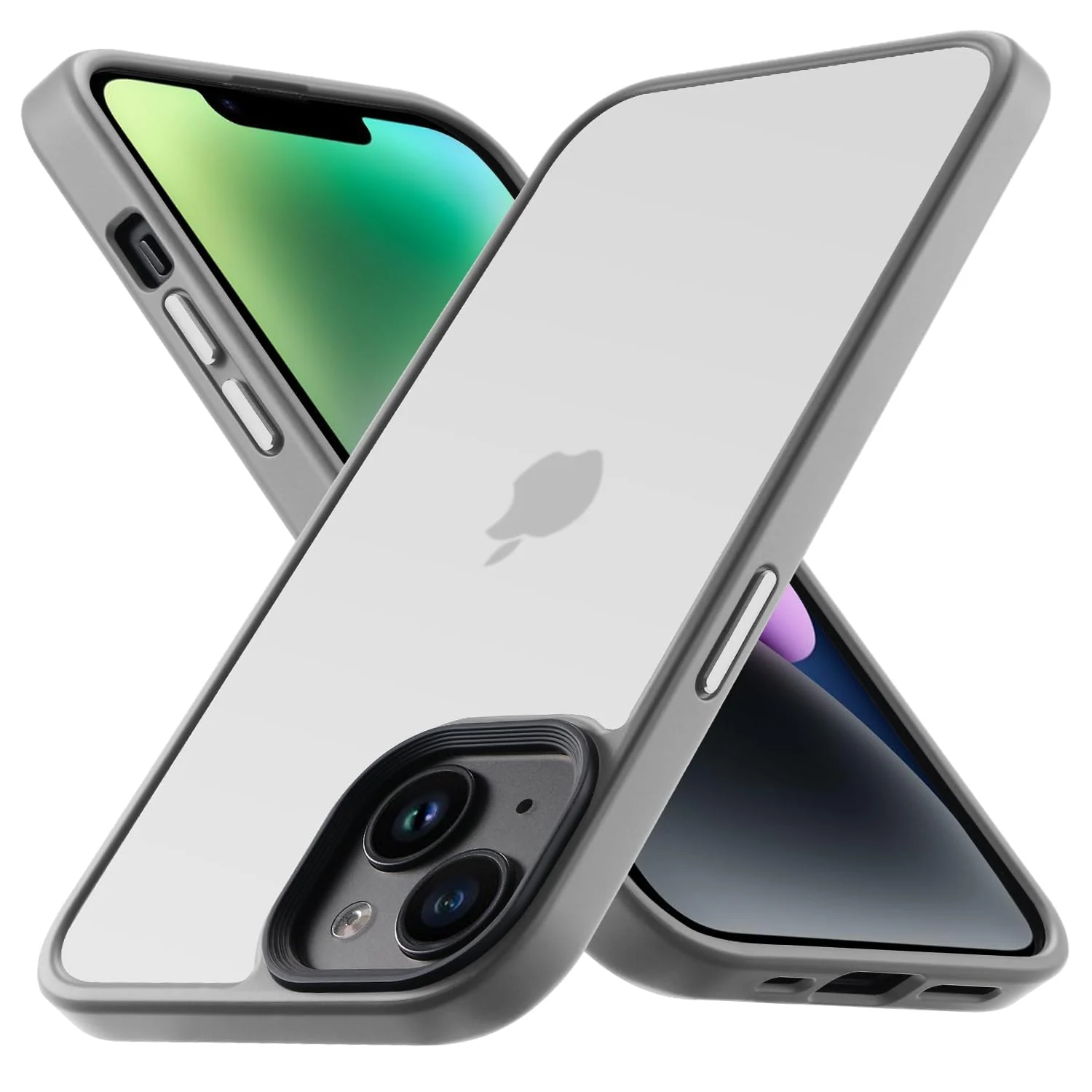 DL3 Mobilak Matte Protective Case for iPhone 13 / iPhone 14 with Camera Protection and Shockproof Design - Gray