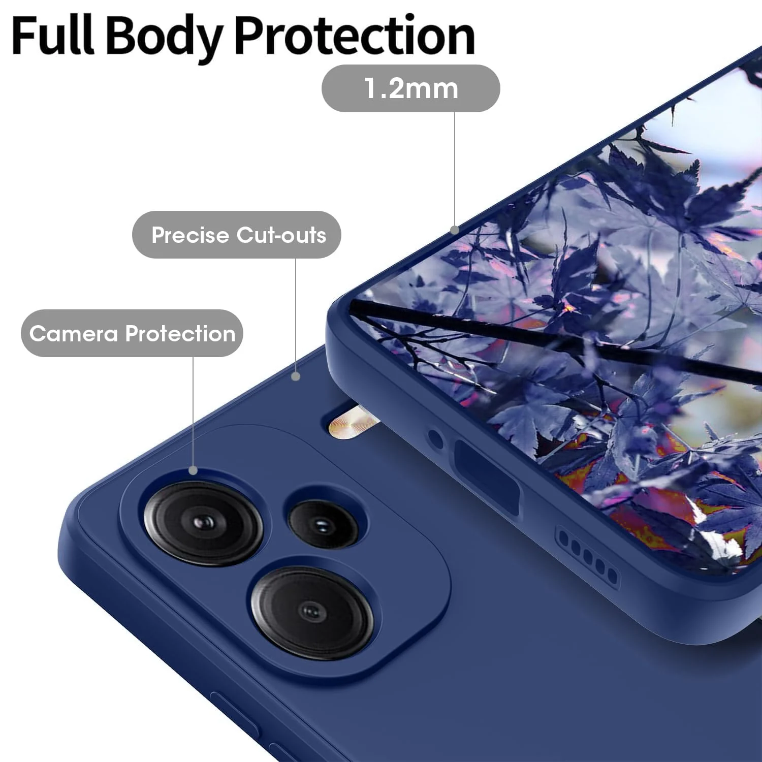 DL3 Mobilak Liquid Silicone Protective Case for Xiaomi Redmi Note 13 Pro+ Plus 5G with Microfiber Lining and Shockproof Design - Royal Blue