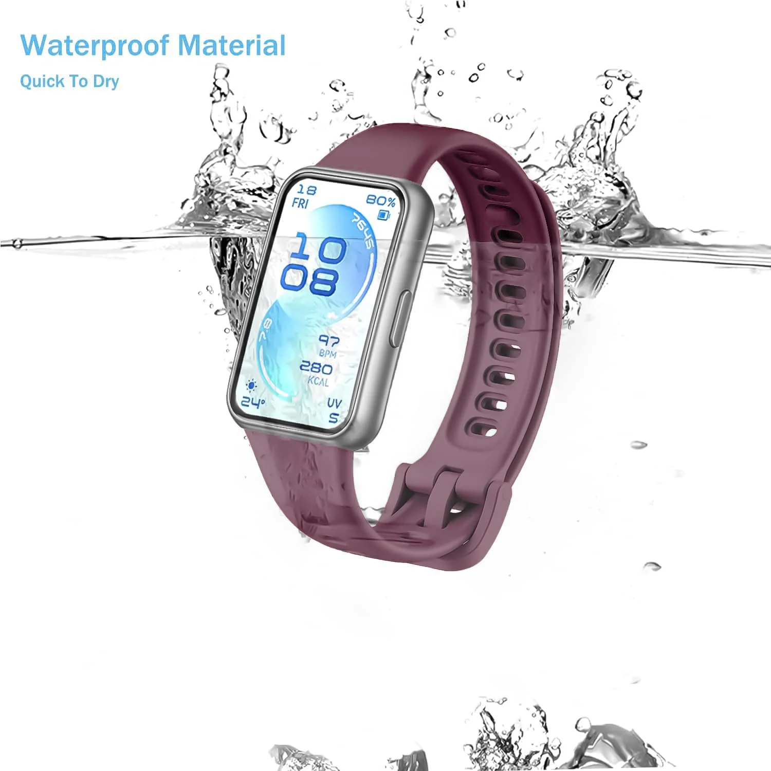 DL3 MOBILAK Adjustable Silicone Sports Watch Strap for Huawei Band 11 and Band 11 Pro - Wine Red