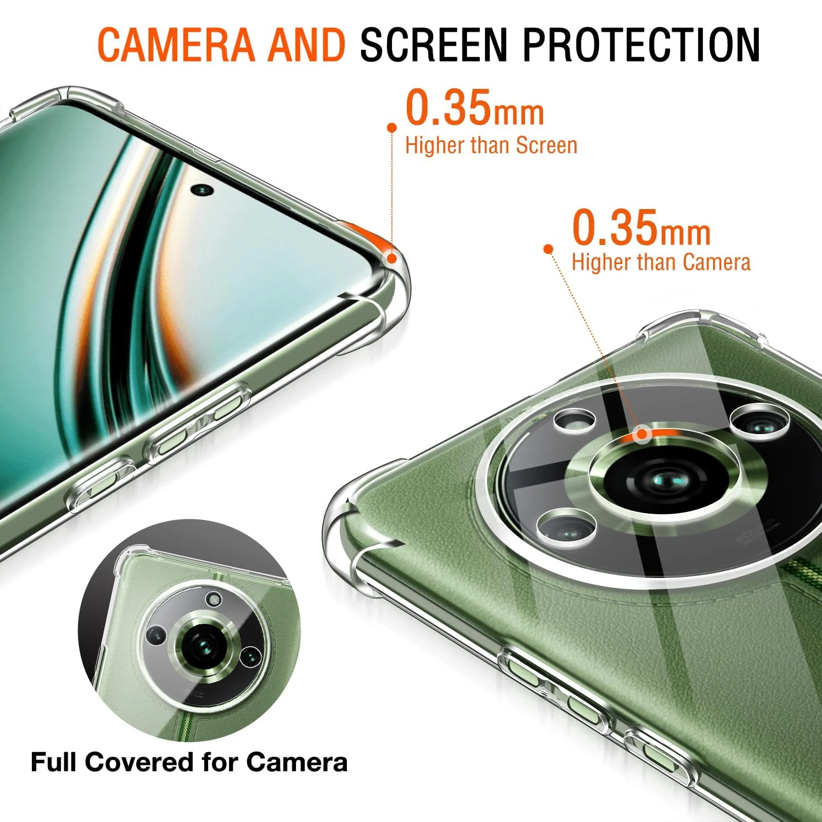 DL3 Mobilak Clear TPU Case for realme 11 Pro Plus 5G / realme 11 Pro 5G, Camera protection, Shock-absorbing protection, Non-slip grip - Clear