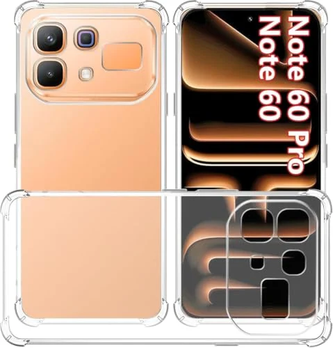 DL3 Mobilak Case Compatible with Infinix Note 60 Pro, Cover SiliconeTransparent TPU Gorilla Anti-shock Protector Camera Shockproof Corners - Clear