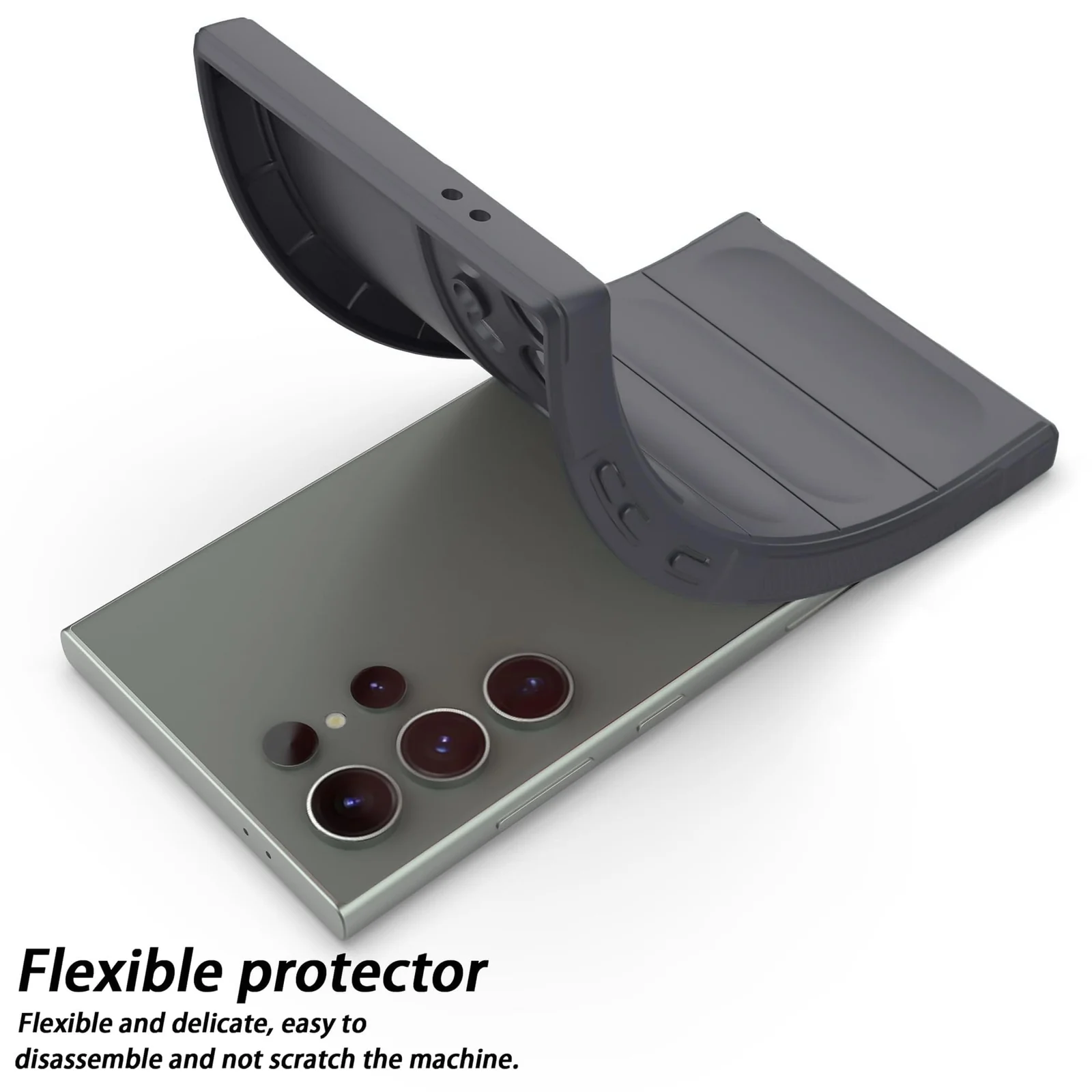 DL3 Mobilak Silicone Case for Samsung Galaxy S23 Ultra Heavy Duty Protective [Slim Fit] Shockproof Soft Flexible Protective Design Shock-Absorption TPU Cover With Camera Protection - Dark Gray