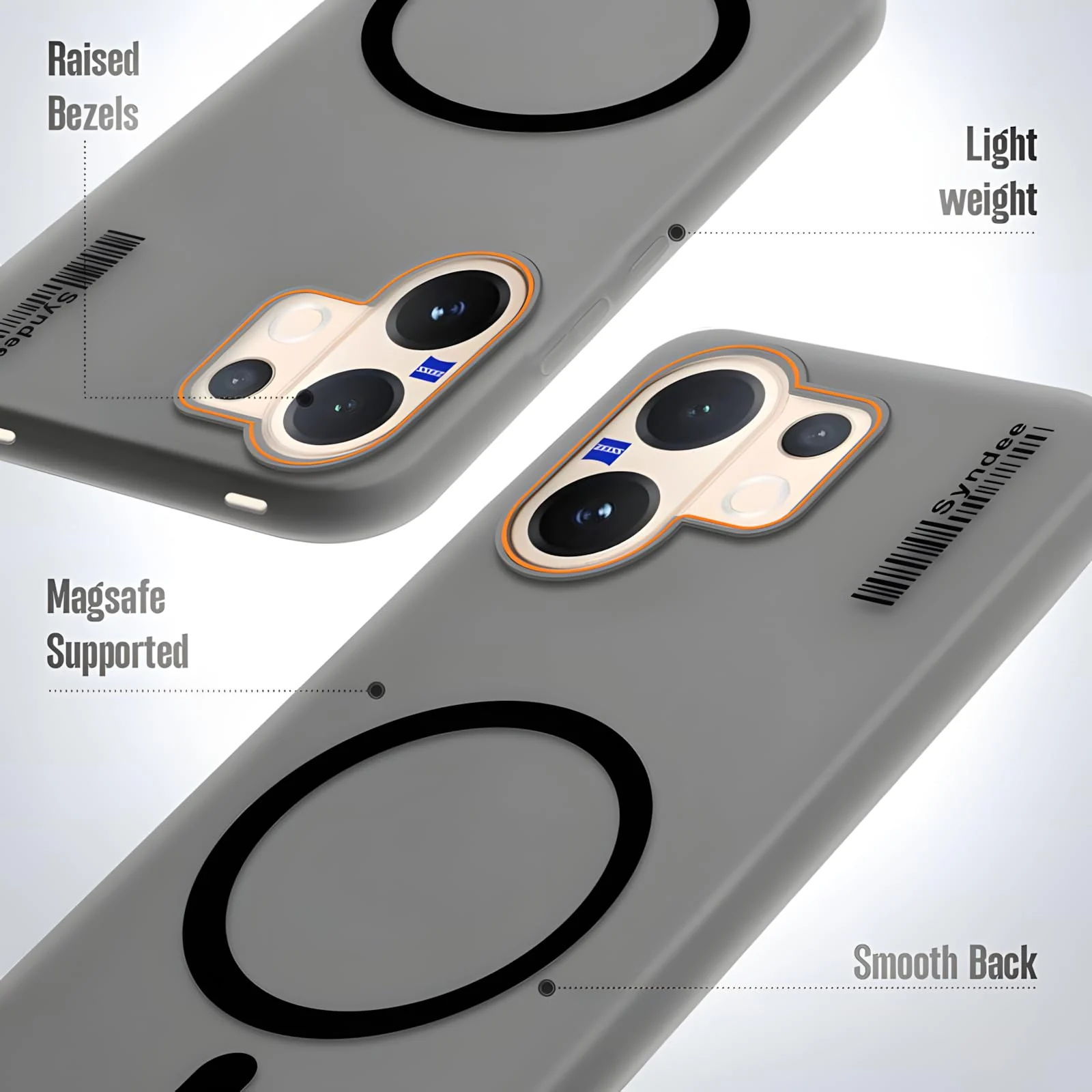 DL3 Mobilak Matte MagSafe-Compatible Magnetic Case for vivo V60 5G with Camera Protection and Ring Holder - Black