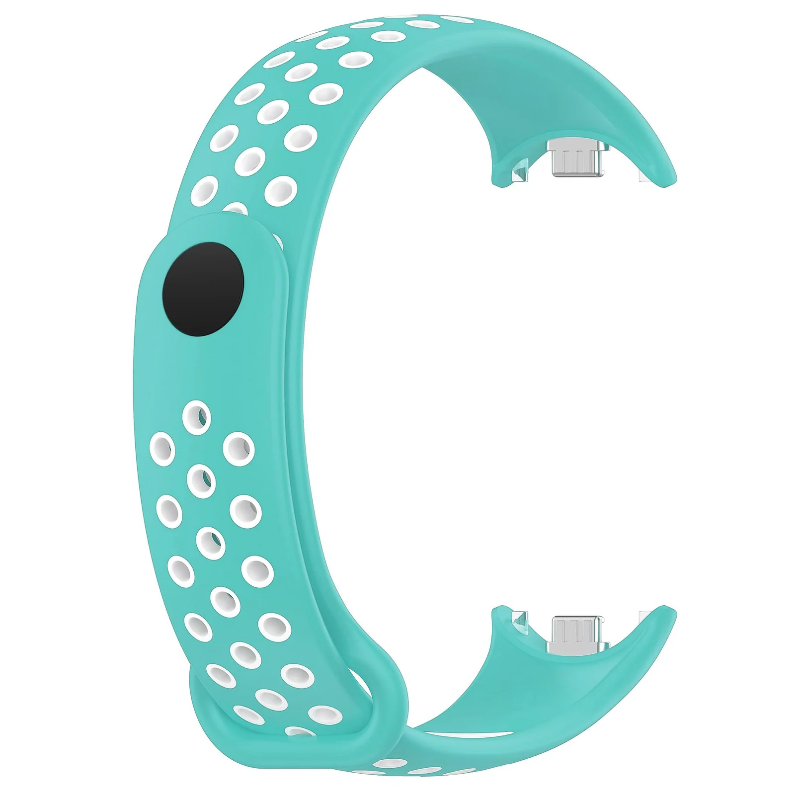 DL3 Mobilak Strap for Xiaomi Mi Band 9 / Mi Band 8, Breathable Sport Silicone Watch Band Strap, Replacement Bracelet Wristband Wrist Strap for Xiaomi Smart Band 9/Xiaomi Smart Band 8 Watch Accessories - Teal White