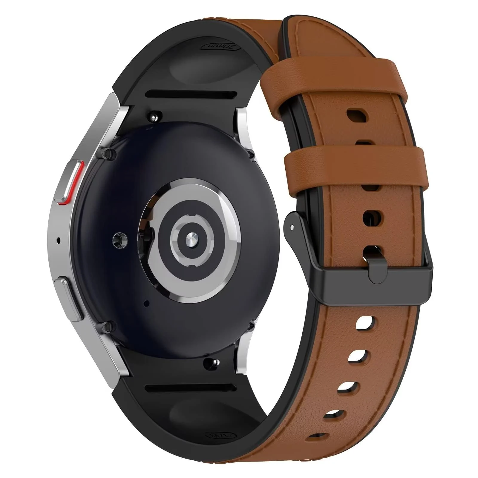 DL3 Mobilak No Gap Leather silicone Bands Compatible with Samsung Galaxy Watch 6 5 4 40mm 44mm, Galaxy Watch 5 Pro Band 45mm/ Watch 6 4 Classic Band 42mm 46mm 43mm 47mm Soft Strap - Brown