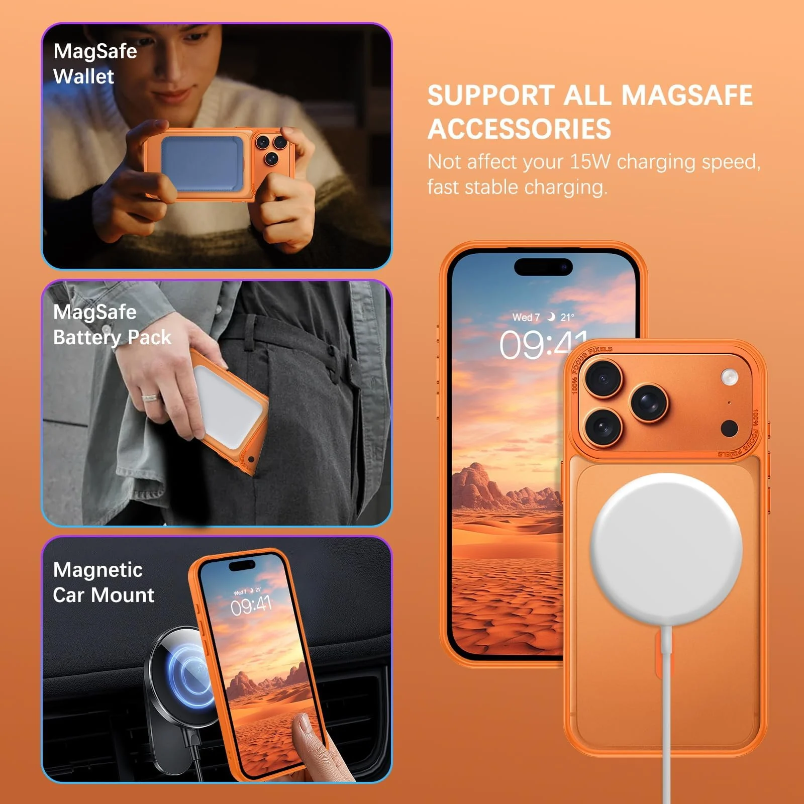 DL3 MOBILAK Protective Phone Case for Apple iPhone 18 Pro and 17 Pro - Orange