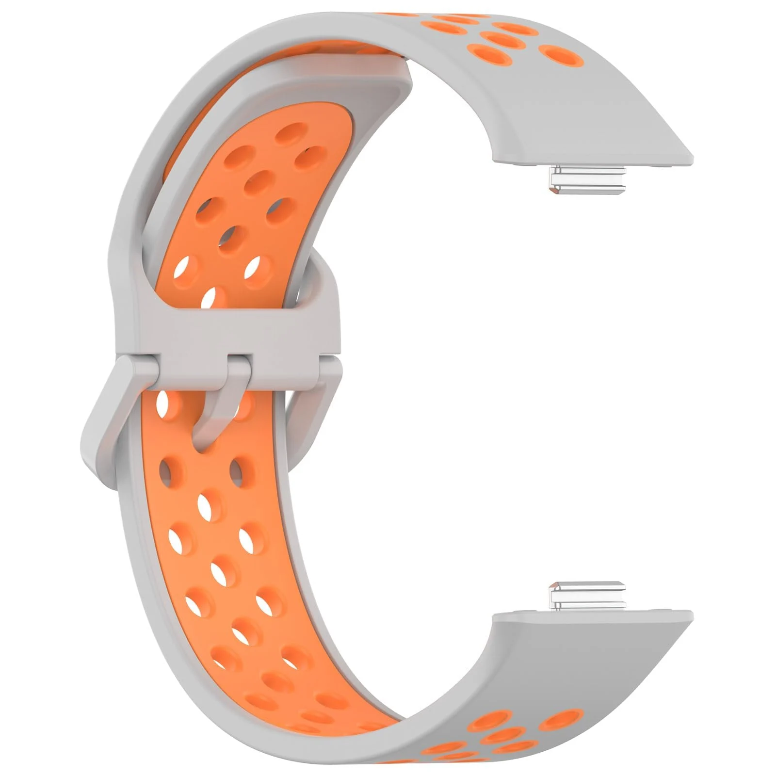 DL3 Mobilak Silicone Strap for Huawei Watch Fit 3, [Breathable] Soft Silicone Sport Wristband Bracelet Replacement Strap, Two-tone Strap, Adjustable Design, for Huawei Watch Fit3 - Gray Orange