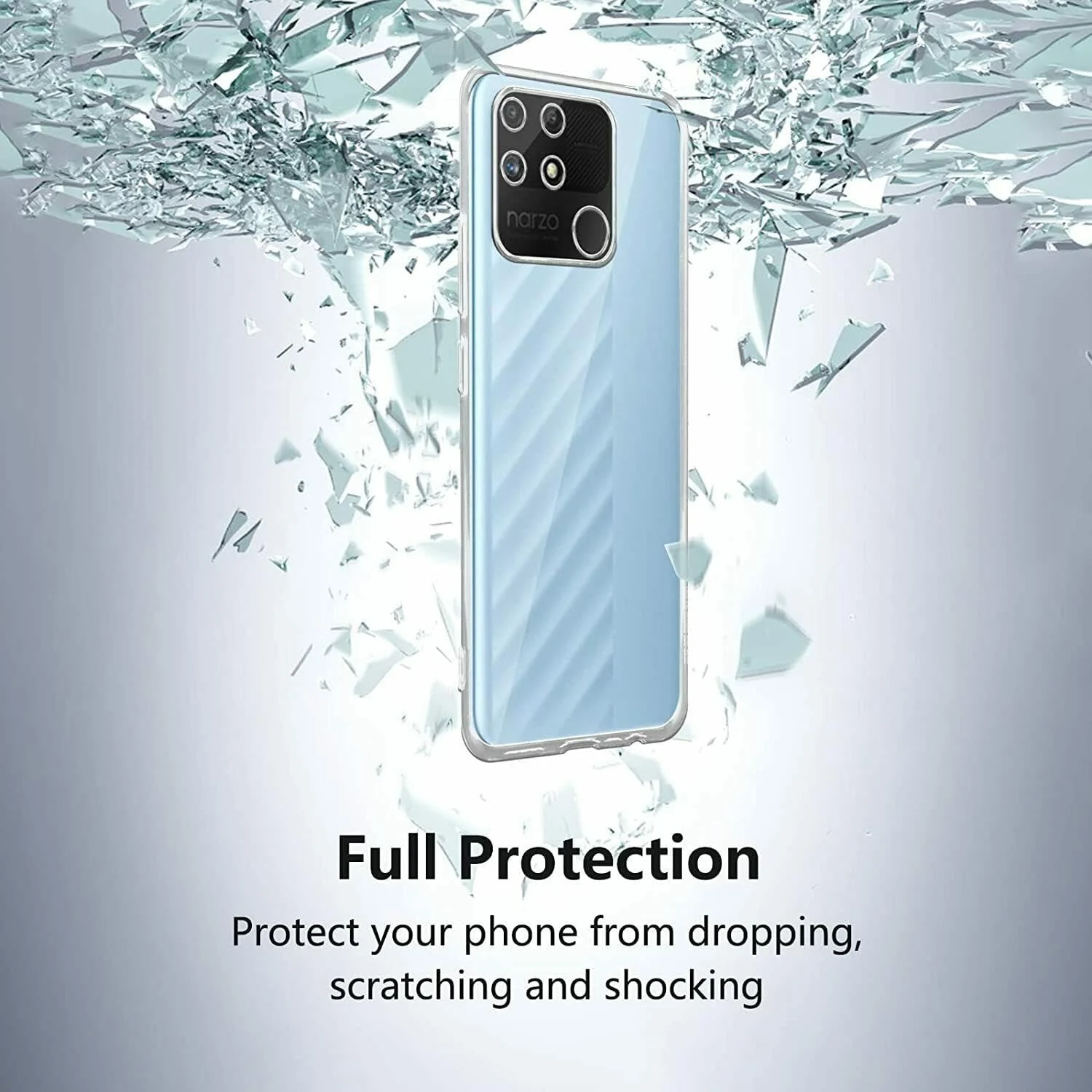 DL3 Mobilak Case Compatible with realme Narzo 50A Case Crystal Soft TPU Gel Case Flexible Silicone Anti-Scratch Camera Protection TPU Cover - Clear