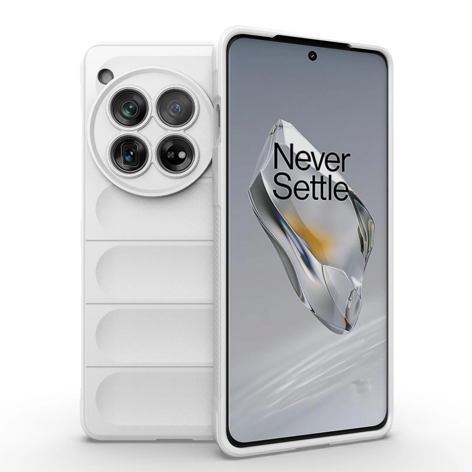 DL3 Mobilak Flexible Silicone and TPU Protective Case with Camera Protection for Oneplus 12R 5G / Oneplus Ace 3 - White