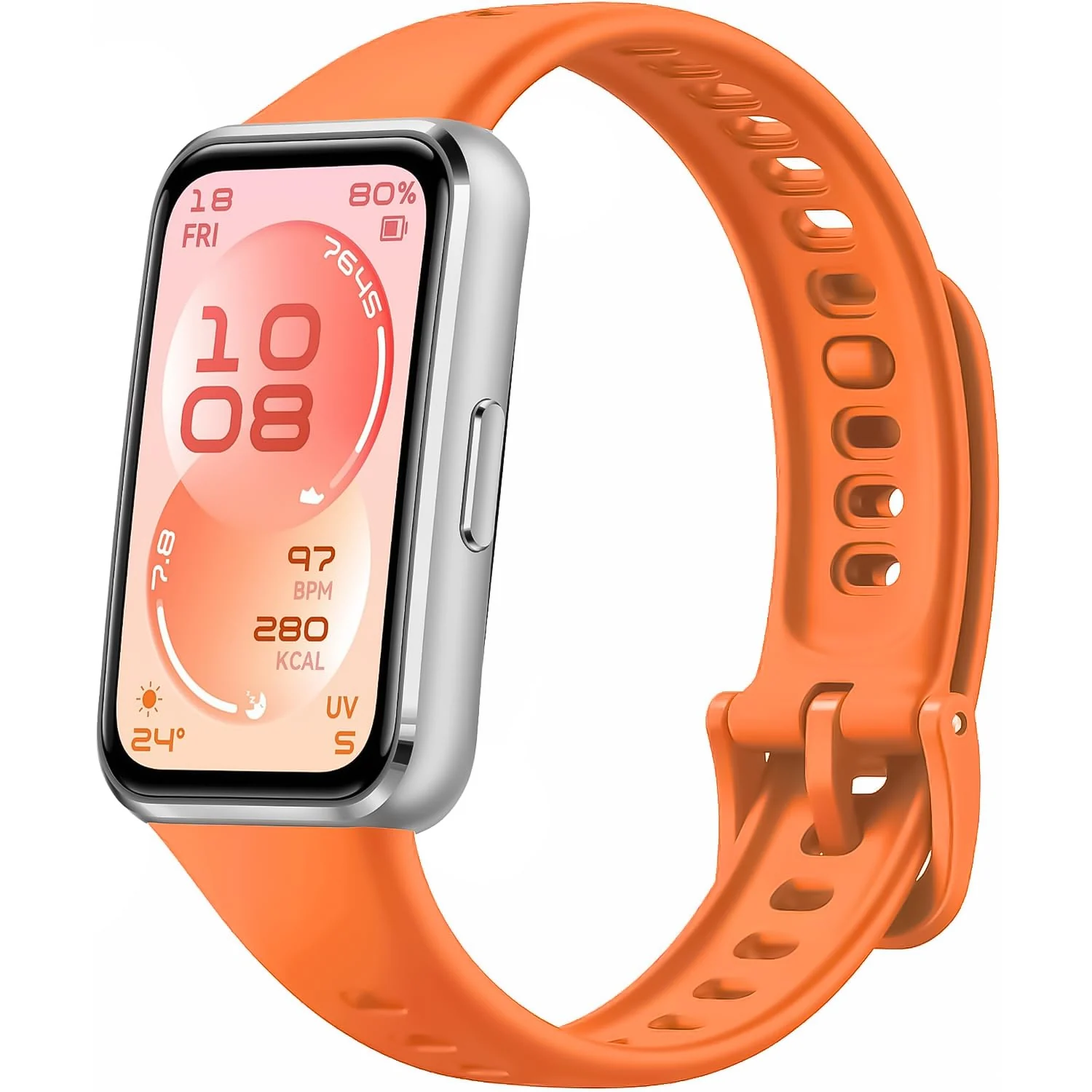 DL3 Mobilak Silicone Bracelet for Huawei Band 11/Band 11 Pro Strap, Soft Silicone Sport Band, Soft Breathable, for Huawei Band11/11 Pro Adjustable Replacement Strap - Orange