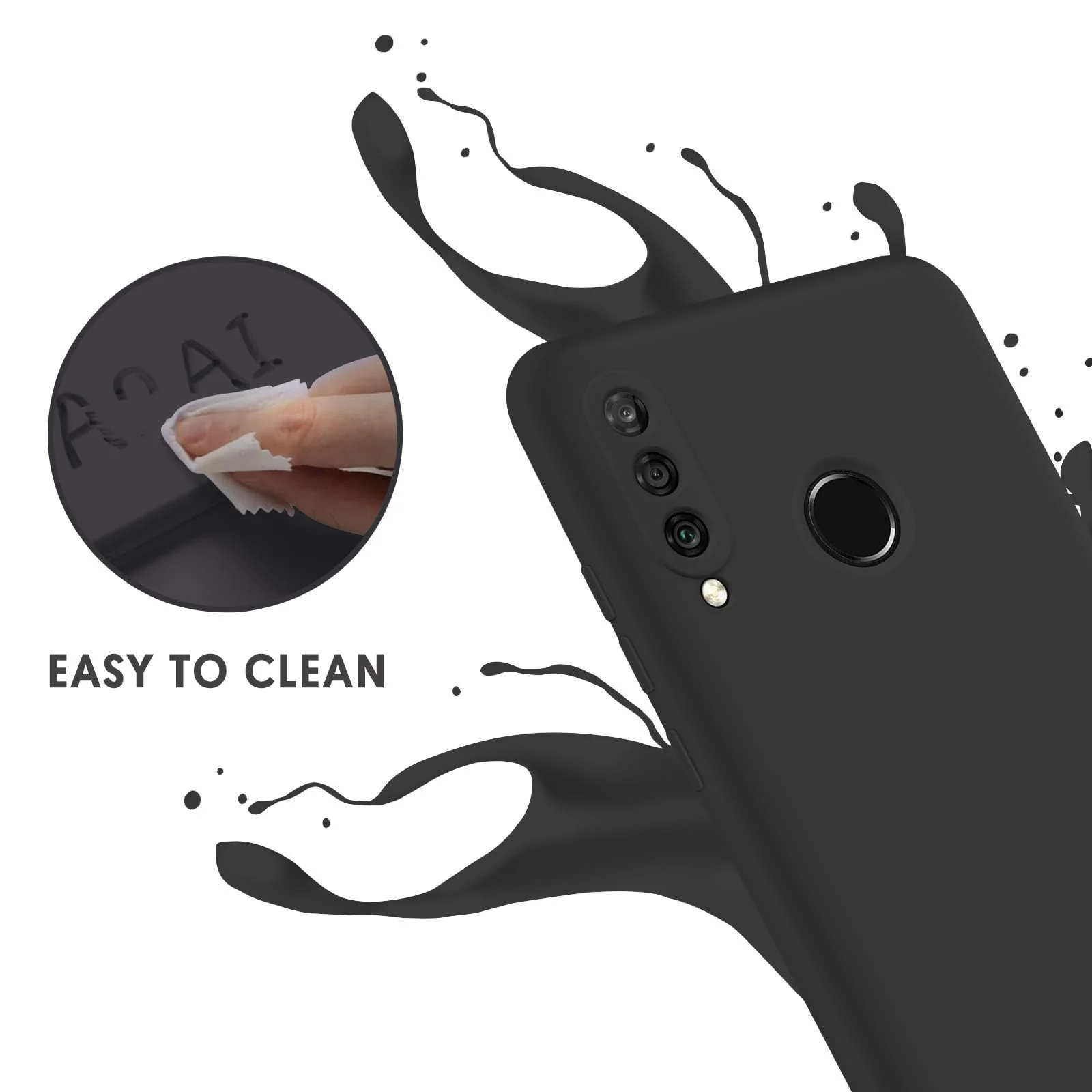 DL3 Mobilak Soft Silicone Protective Case for Huawei P30 Lite / Nova 4E with Microfiber Lining and Shockproof Design - Black