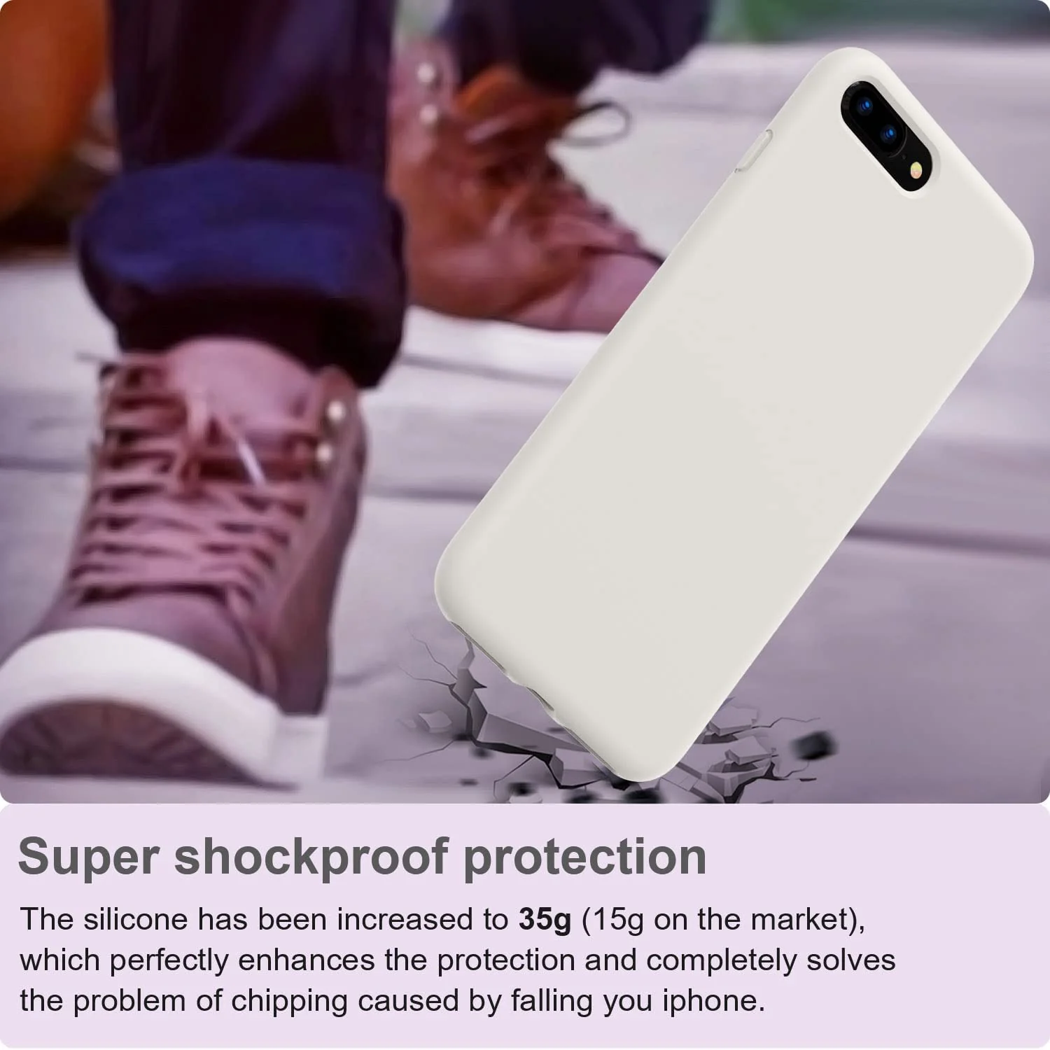 DL3 Mobilak Liquid Silicone Protective Case with Soft Microfiber Lining for iPhone 7 Plus / iPhone 8 Plus - Stone