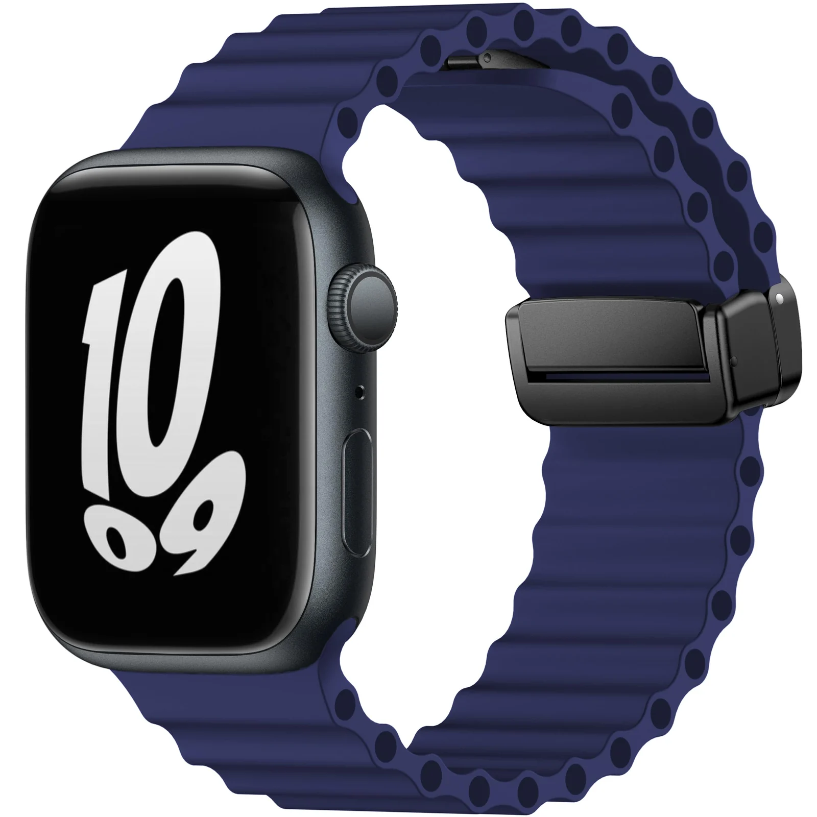 DL3 Mobilak Strap Ocean For Apple Watch Ultra Bands 49mm 45mm 44mm 42mm, Soft Silicone Magnetic Buckle Sport Replacement Strap for iWatch Ultra 2 Ultra SE Series 9 8 7 6 5 4 3 2 1 - Navy Blue