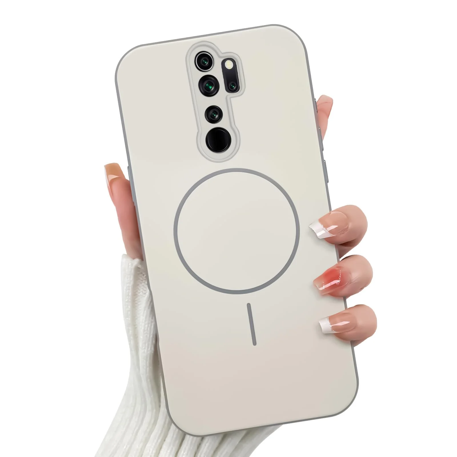 DL3 Mobilak Case For Xiaomi Redmi Note 8 Pro Slim Design [Not Compatible with MagSafe] Soft Silicone Case Flexible TPU Anti-Scratch Protective Cover with Full Camera Protection - Off-White