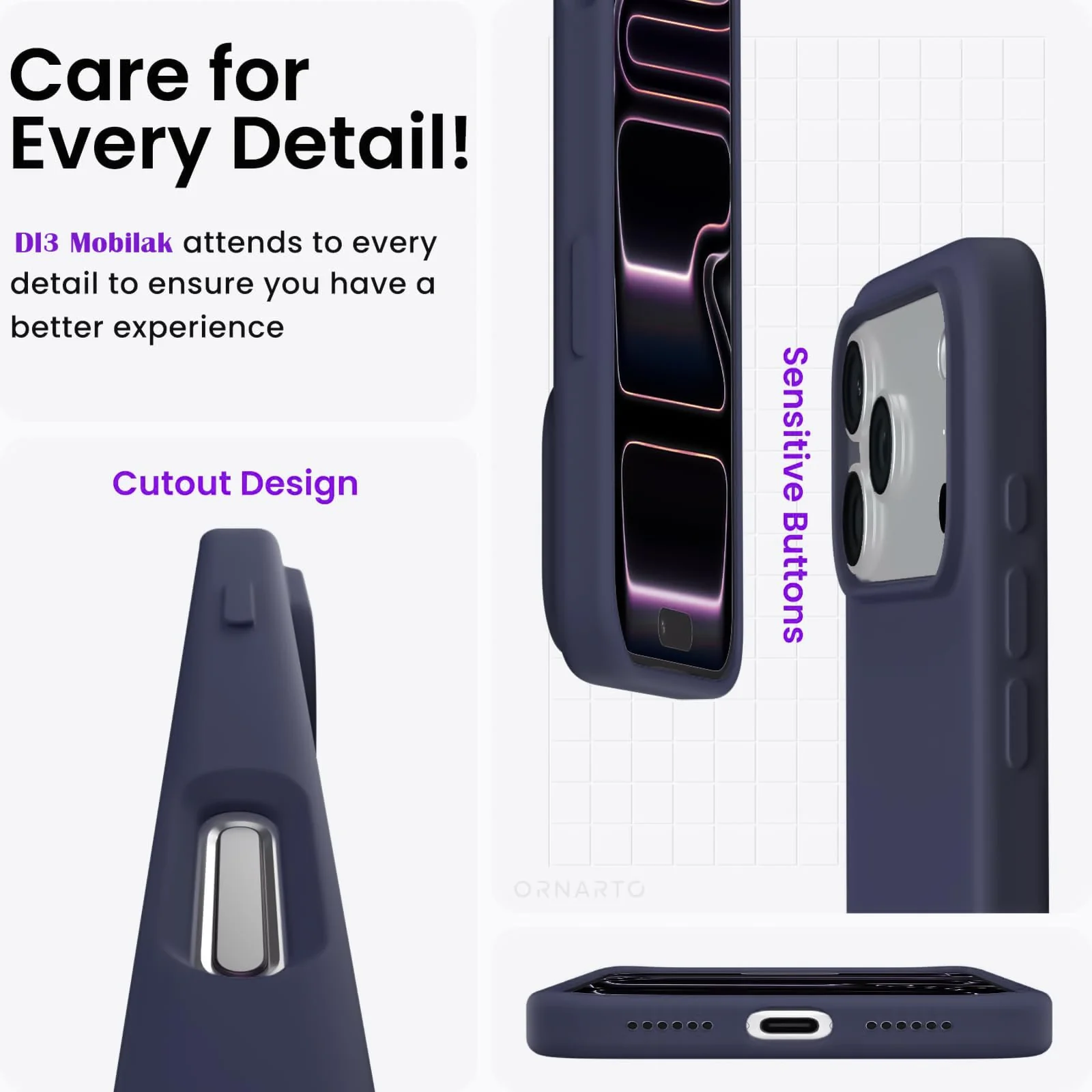 DL3 Mobilak Compatible with iPhone 17 Pro Max 6.9-Inch Case, Premium Liquid Silicone Case, Full Body Protective Cover, Shockproof, Slim Phone Case, Anti-Scratch Soft Microfiber Lining - Dark Blue