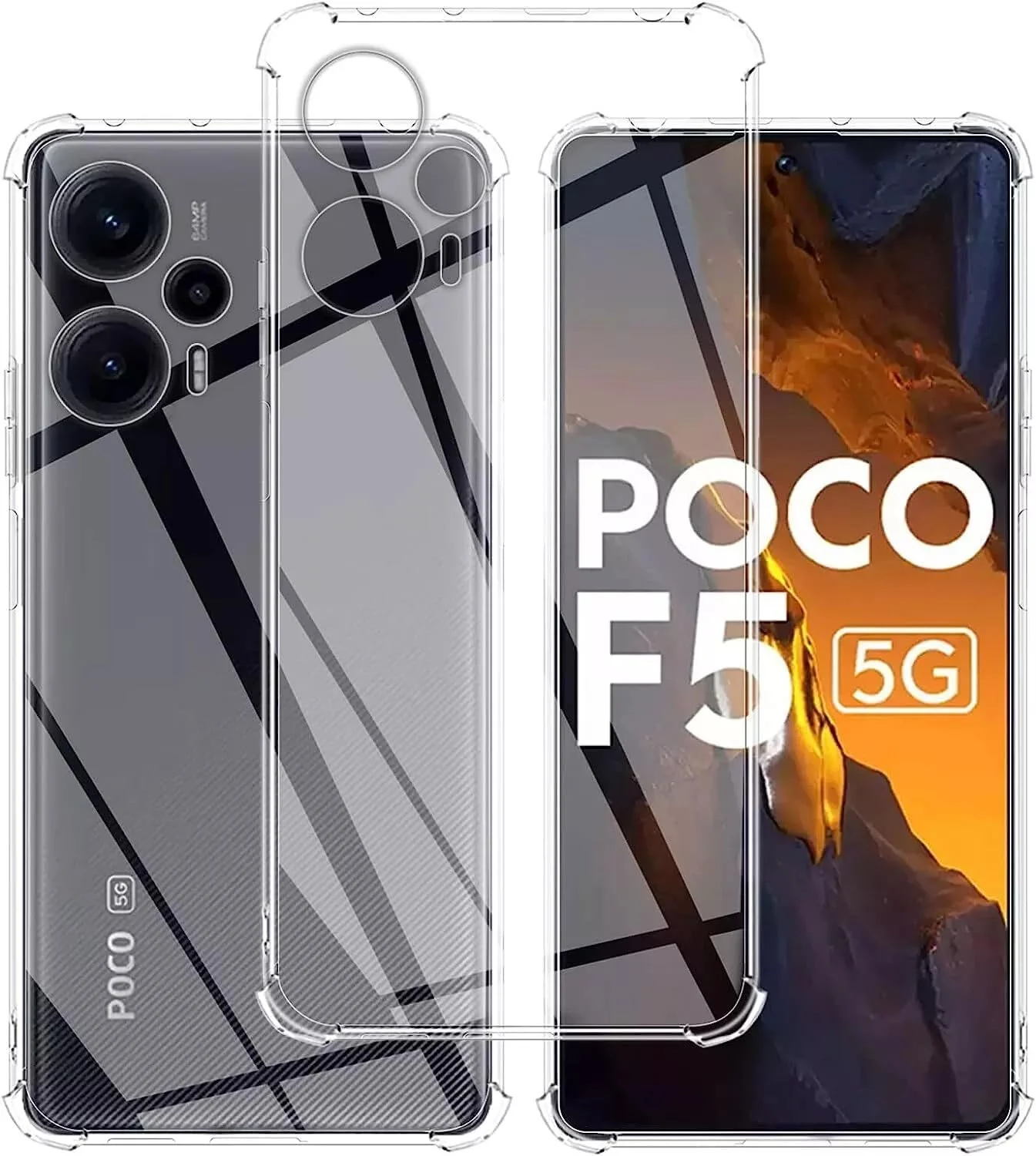 DL3 Mobilak Case Compatible with Poco F5 / Redmi Note 12, Cover Silicone TPU Gorilla Anti-shock Protector Camera Shockproof Corners - Clear