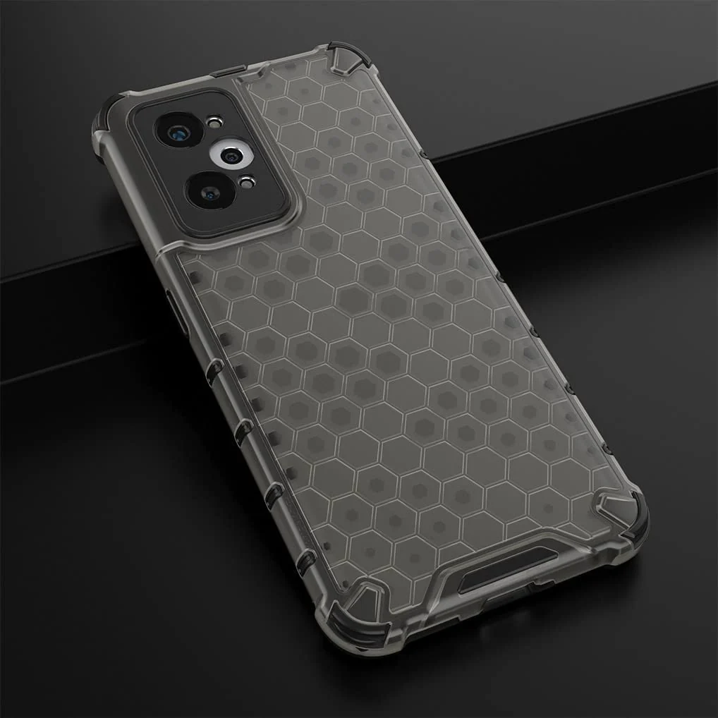 DL3 Mobilak Honeycomb Protective Case for realme GT / GT Neo / Neo2T / Q3 Pro 5G, Shock-absorbing protection, Transparent design, Slim, lightweight profile - Black
