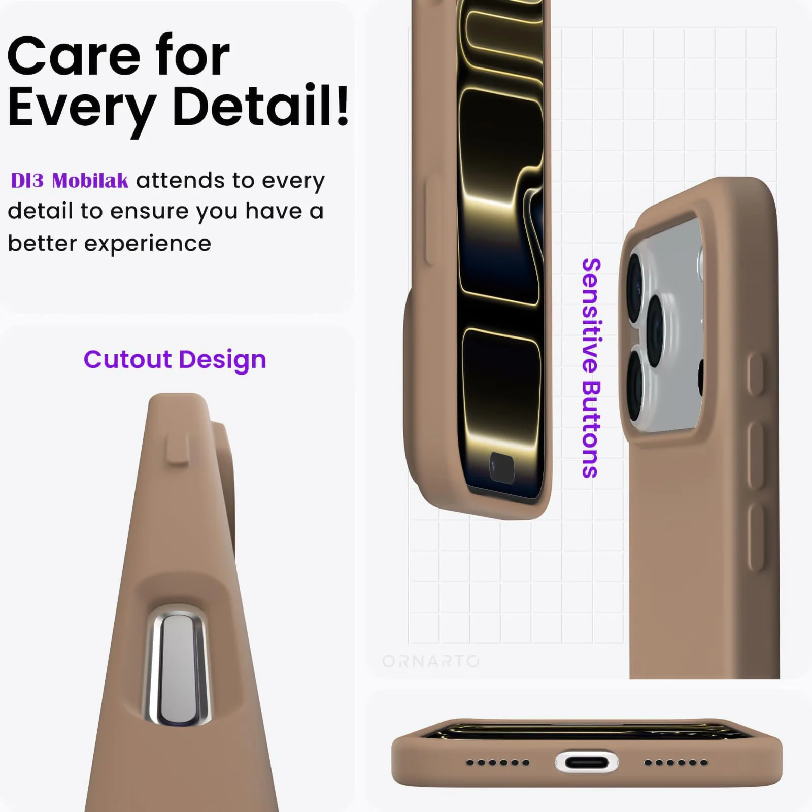 DL3 Mobilak Compatible with iPhone 17 Pro Max 6.9-Inch Case, Premium Liquid Silicone Case, Full Body Protective Cover, Shockproof, Slim Phone Case, Anti-Scratch Soft Microfiber Lining - Desert
