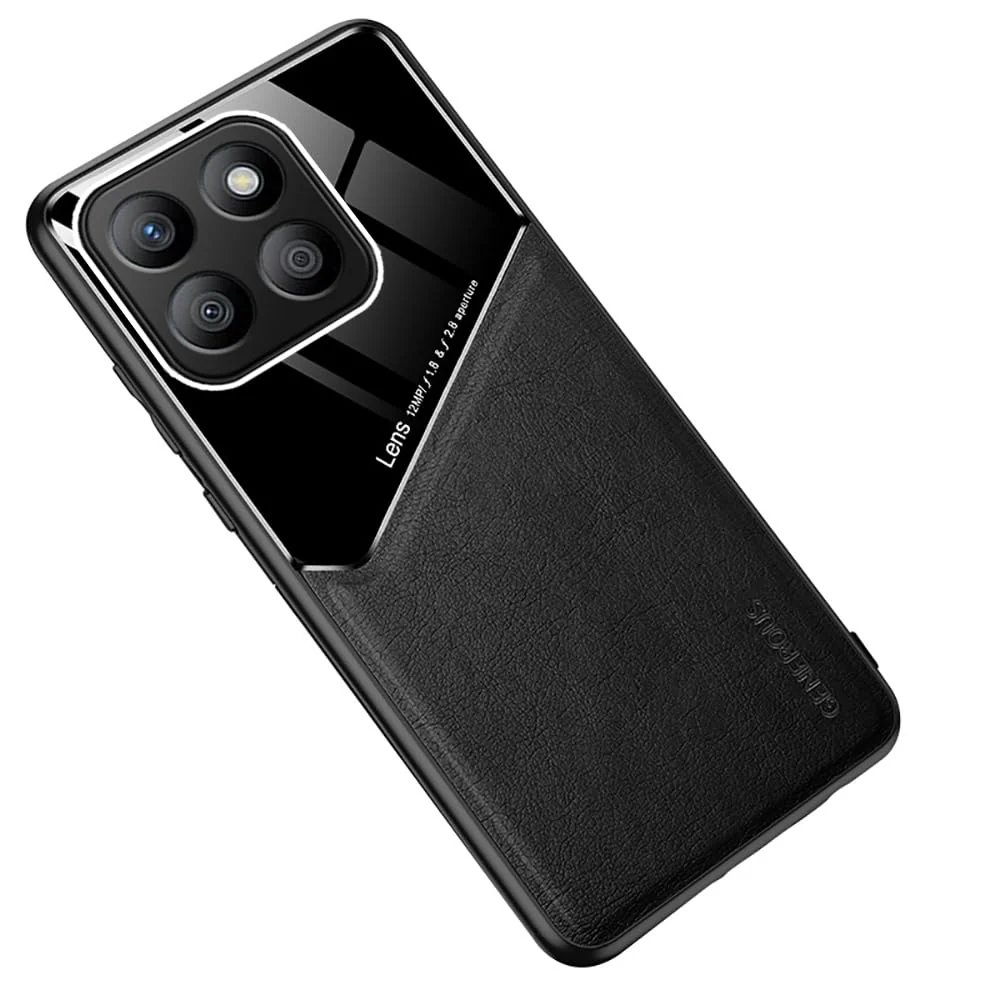 DL3 Mobilak Faux Leather and Plexiglass TPU Case for Honor X8C with Magnetic Car-Mount Support and Shockproof Design