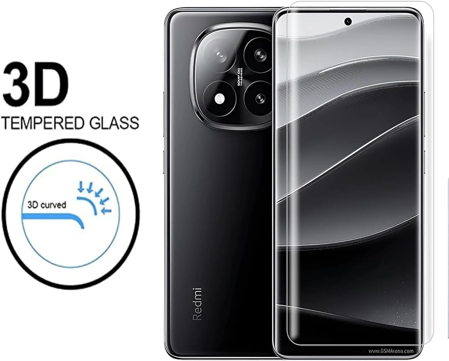 DL3 Mobilak Li-to Screen Protector Xiaomi Redmi Note 14 Pro Plus 5G [Liquid UV Tempered Glass] Full Screen adhesive [Sensitive Touch][Fingerprint Sensor Compatible] HD - Clear