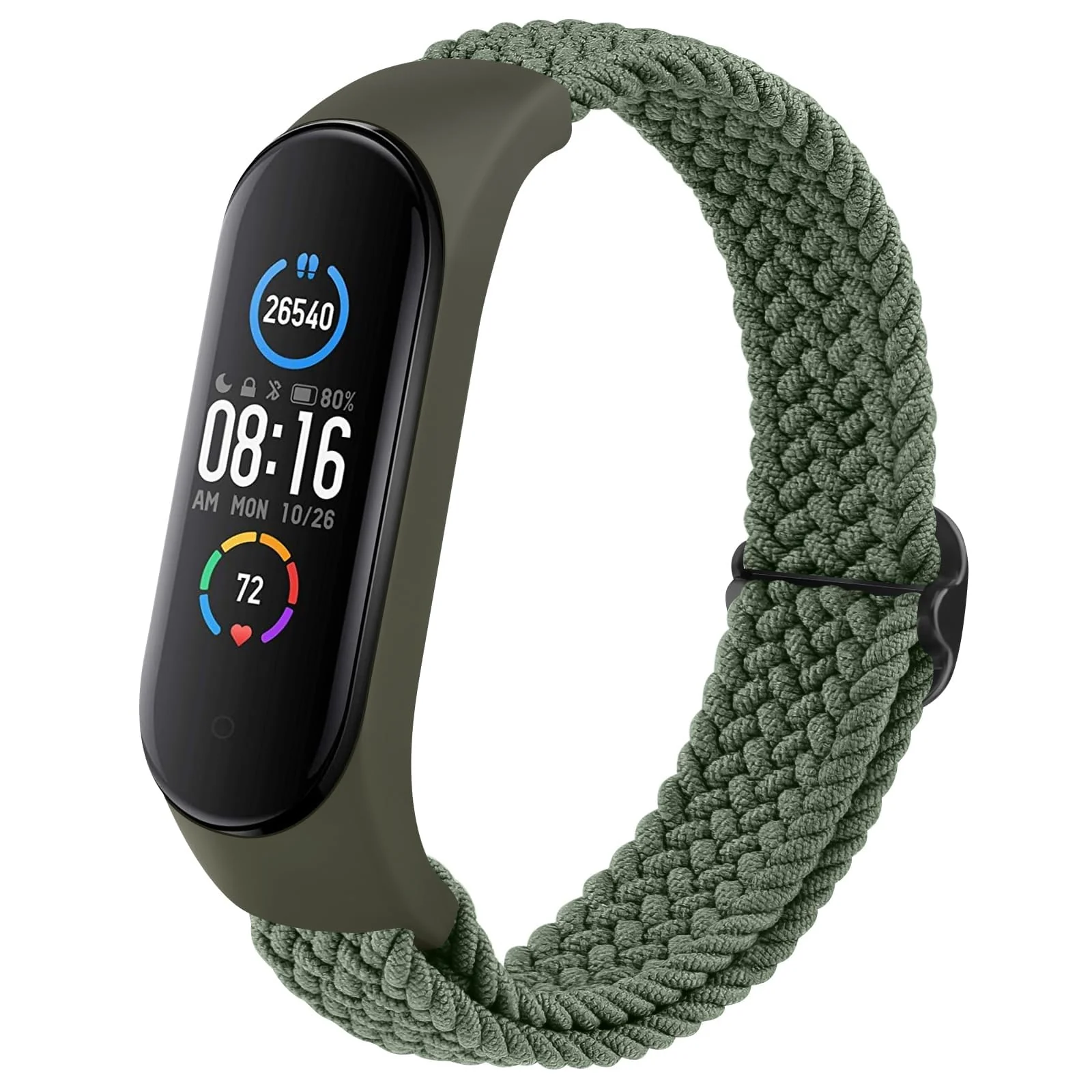 DL3 Mobilak Nylon Wristband Compatible for Xiaomi Mi Band 7/Mi Band 6/Mi Band 5/Mi Band 4/Mi Band 3, Adjustable Braided Elastic Solo Loop for Mi Band 7 6 5 4 3, Sport Strap Smart Watch Accessories - Green