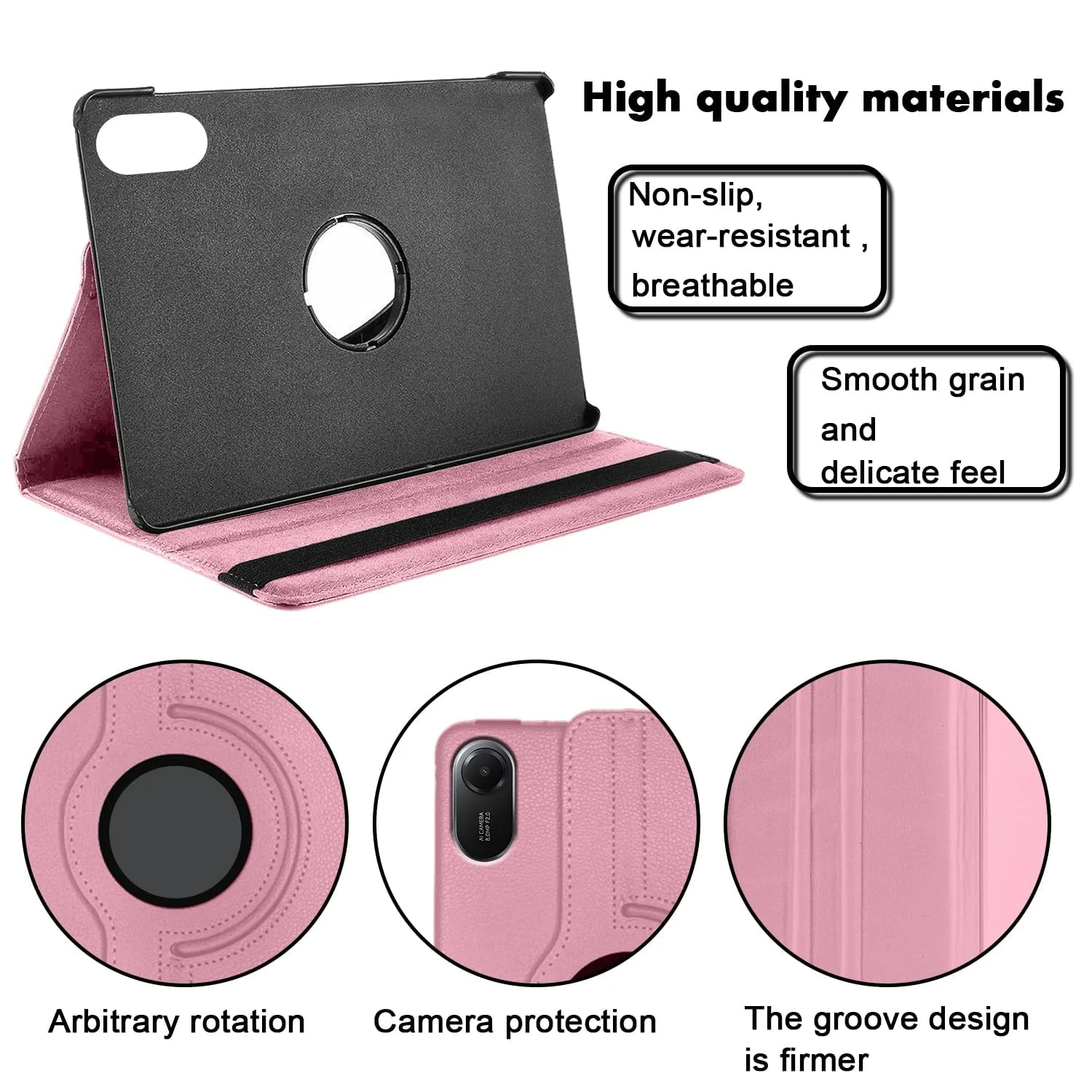 DL3 Mobilak Protective Cover for iPad Pro 13 inch Case M5/M4 (2025/2024), 360° Rotatable Smart Stand, Leather Folio Flip Cover with Multi-Angle Viewing, Auto Wake Sleep - Pink