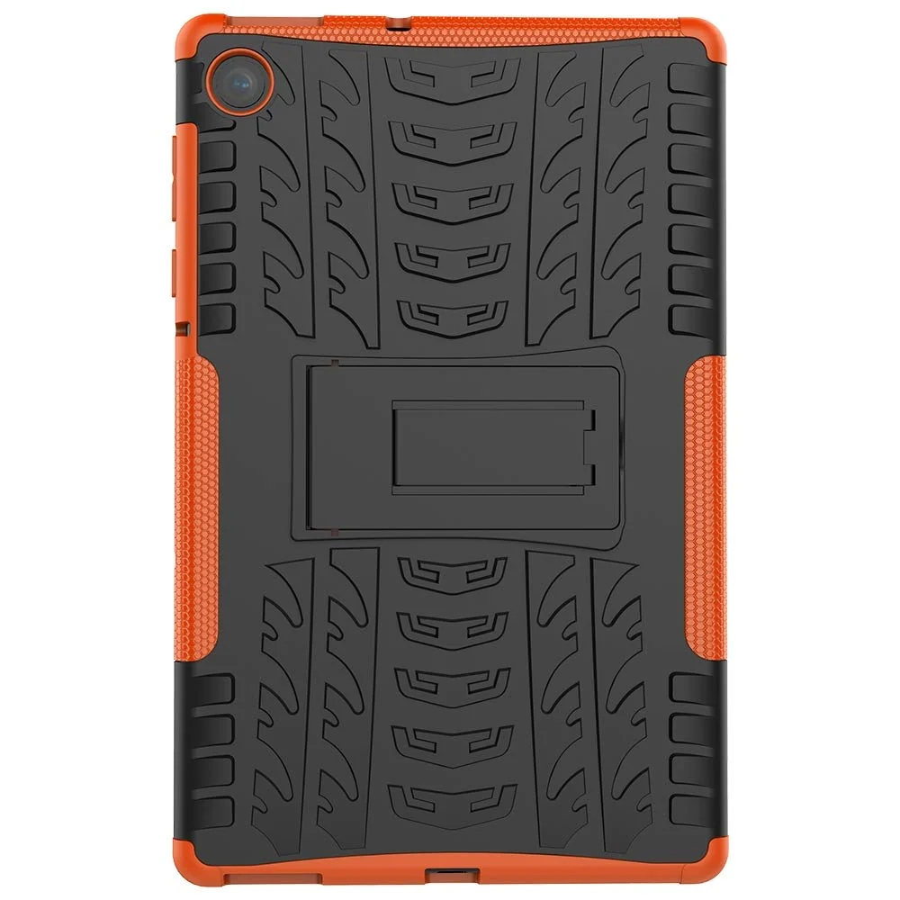 DL3 Mobilak Case For Lenovo Tab M10 Case 10.1 inch 2nd Gen 2020 (TB-X306, TB-X306F, TB-X306X), Hybrid Rugged Armor Heavy Duty 2 in 1 TPU + PC Combo Dual Layer Shockproof Case with Kickstand - Orange