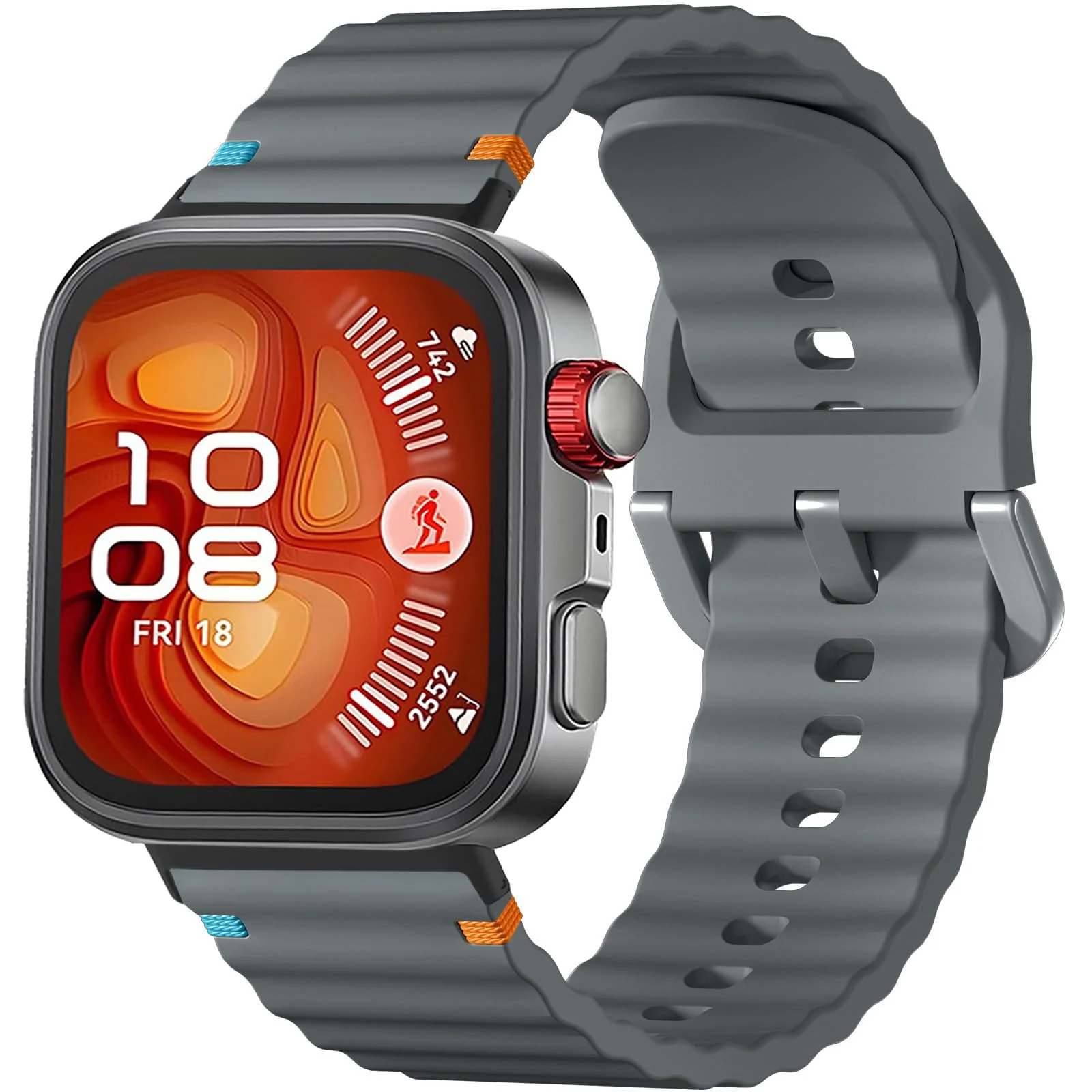 DL3 Mobilak Silicone Wave Stitching Wristband for Huawei Watch Fit 3/Watch Fit 4 Pro/Fit 4 Strap, Watchbands Breathable Sport Bands Armband Quick Release Strap Adjustable Bracelet - Dark Gray