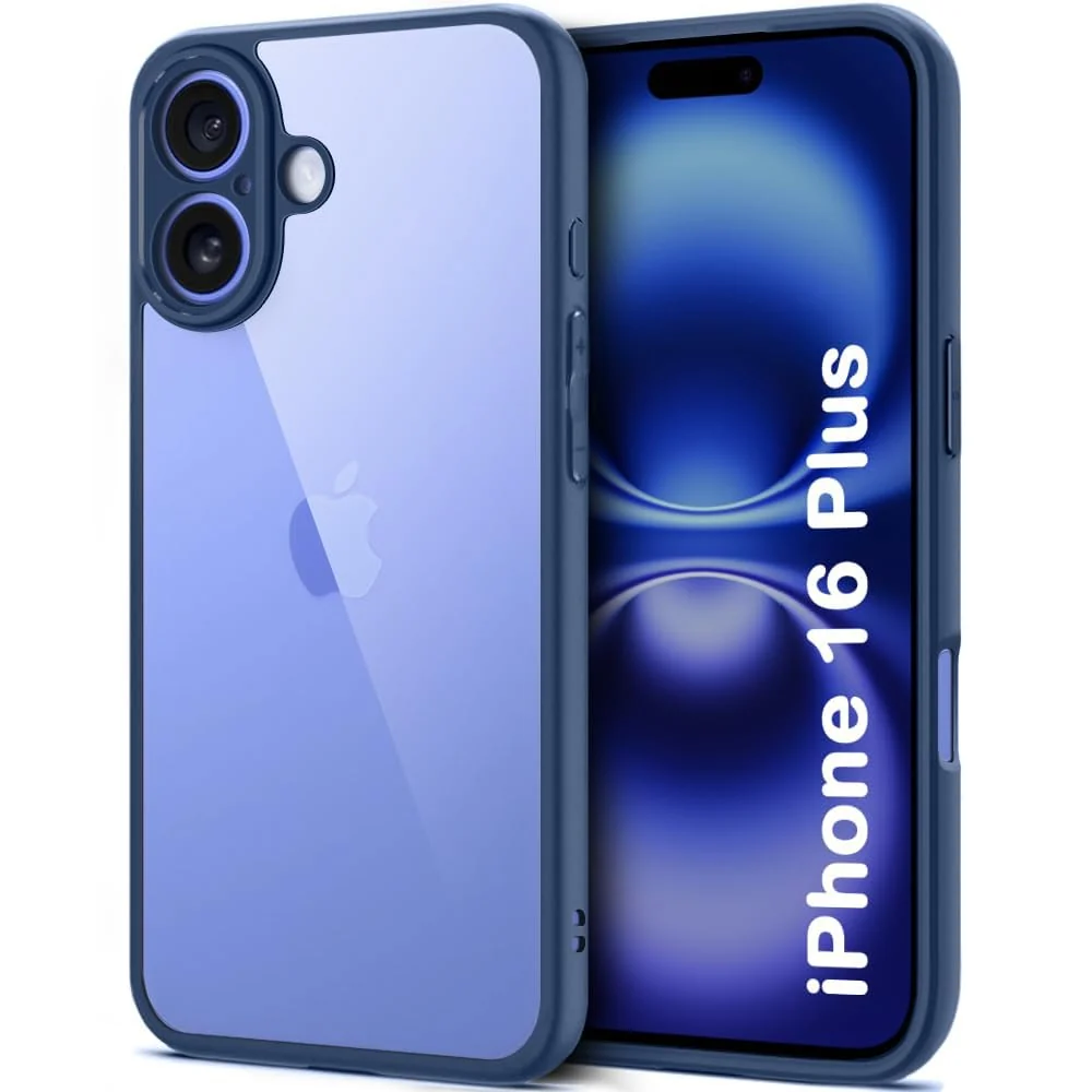 DL3 Mobilak Compatible with iPhone 16+ Plus 6.7-Inch Case Transparent, Military-Grade Shockproof Anti-Yellowing, Slim Protective Phone Case Full Bumper Cover With Camera Protective - Blue