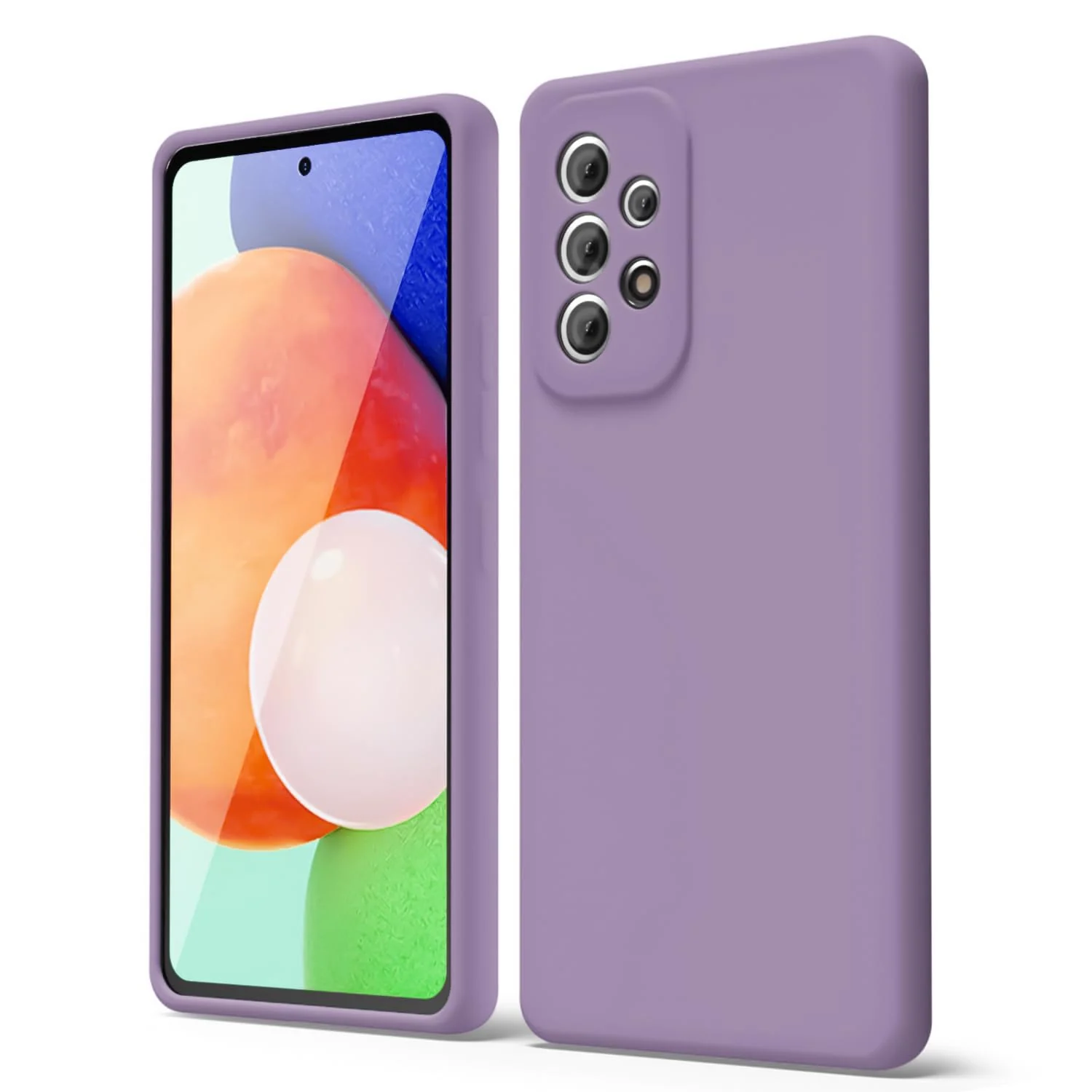 DL3 Mobilak Soft Silicone Protective Case for Samsung Galaxy A72 with Microfiber Lining and Shockproof Design - Lavender