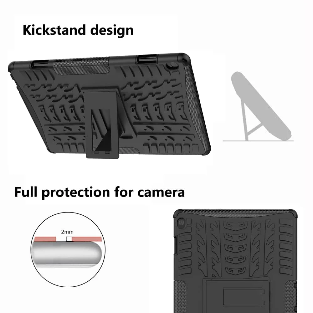 DL3 Mobilak Case For Lenovo Tab M10 HD TB-X505 / TB-X605 10.1-inch tablet, Hybrid Rugged Armor Heavy Duty 2 in 1 TPU + PC Combo Dual Layer Shockproof Case with Kickstand - Black