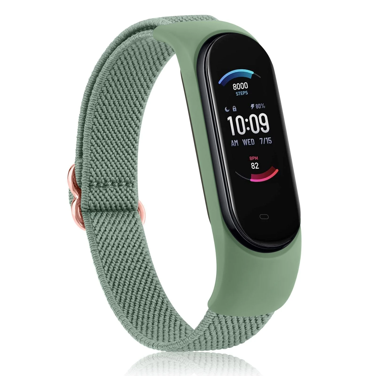DL3 Mobilak Nylon Loop Stretchy Strap for Xiaomi Mi Band 7/Mi Band 6/Mi Band 5/Mi Band 4/Mi Band 3, Adjustable Elastic Sport Band for Mi Band 7 6 5 4 3, Strap Smart Watch Accessories - Green
